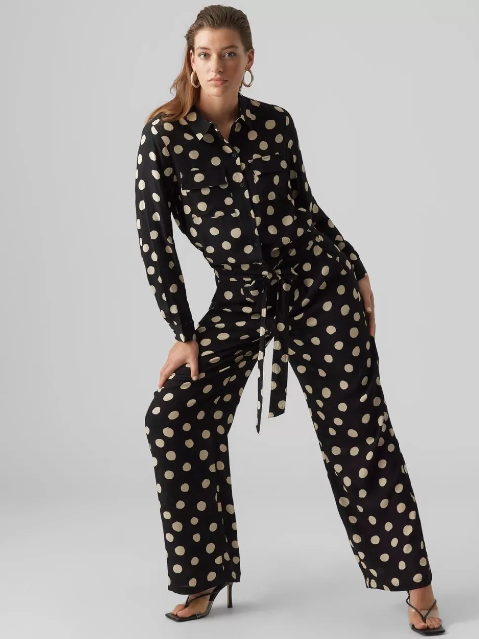 Byxor^VERO MODA VMGUNVER Hög Midja Byxor Black