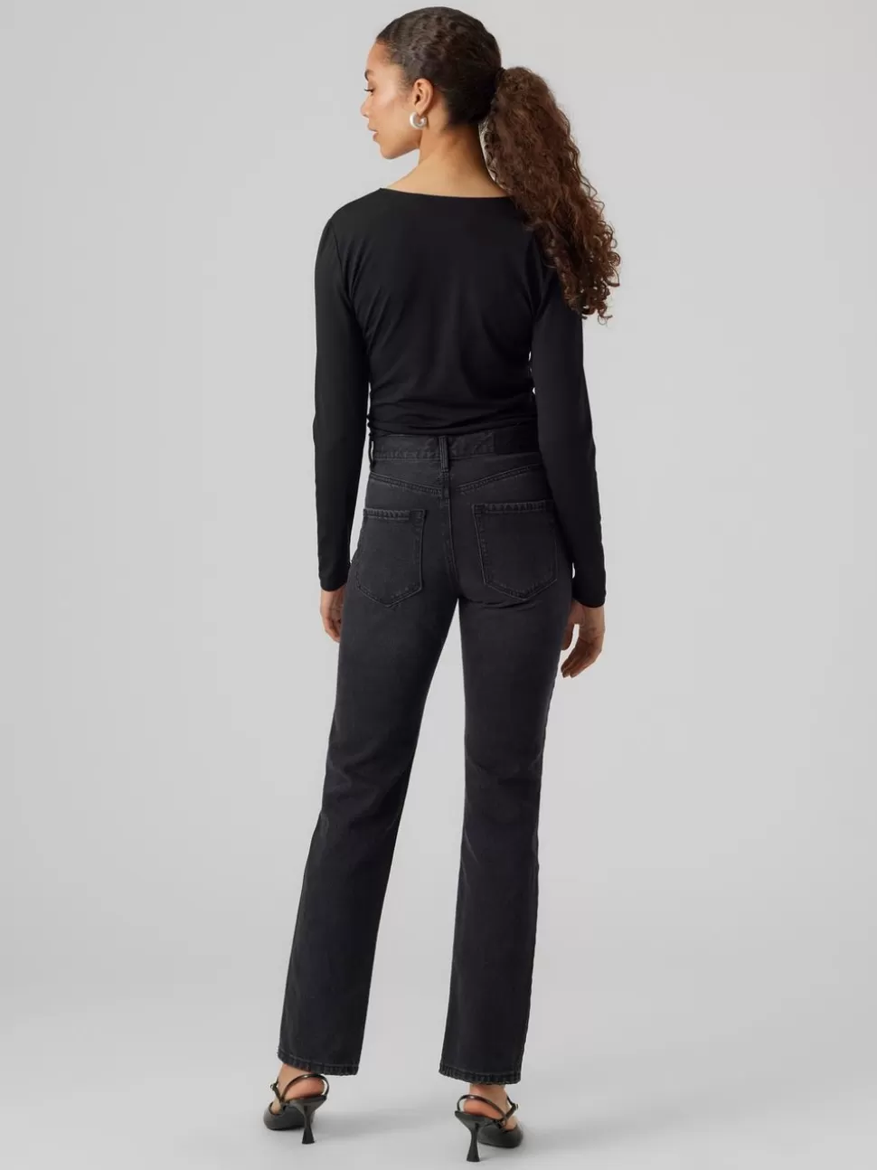 Jeans | Basics^VERO MODA VMHAILEY Hög Midja Rak Passform Jeans Black Denim