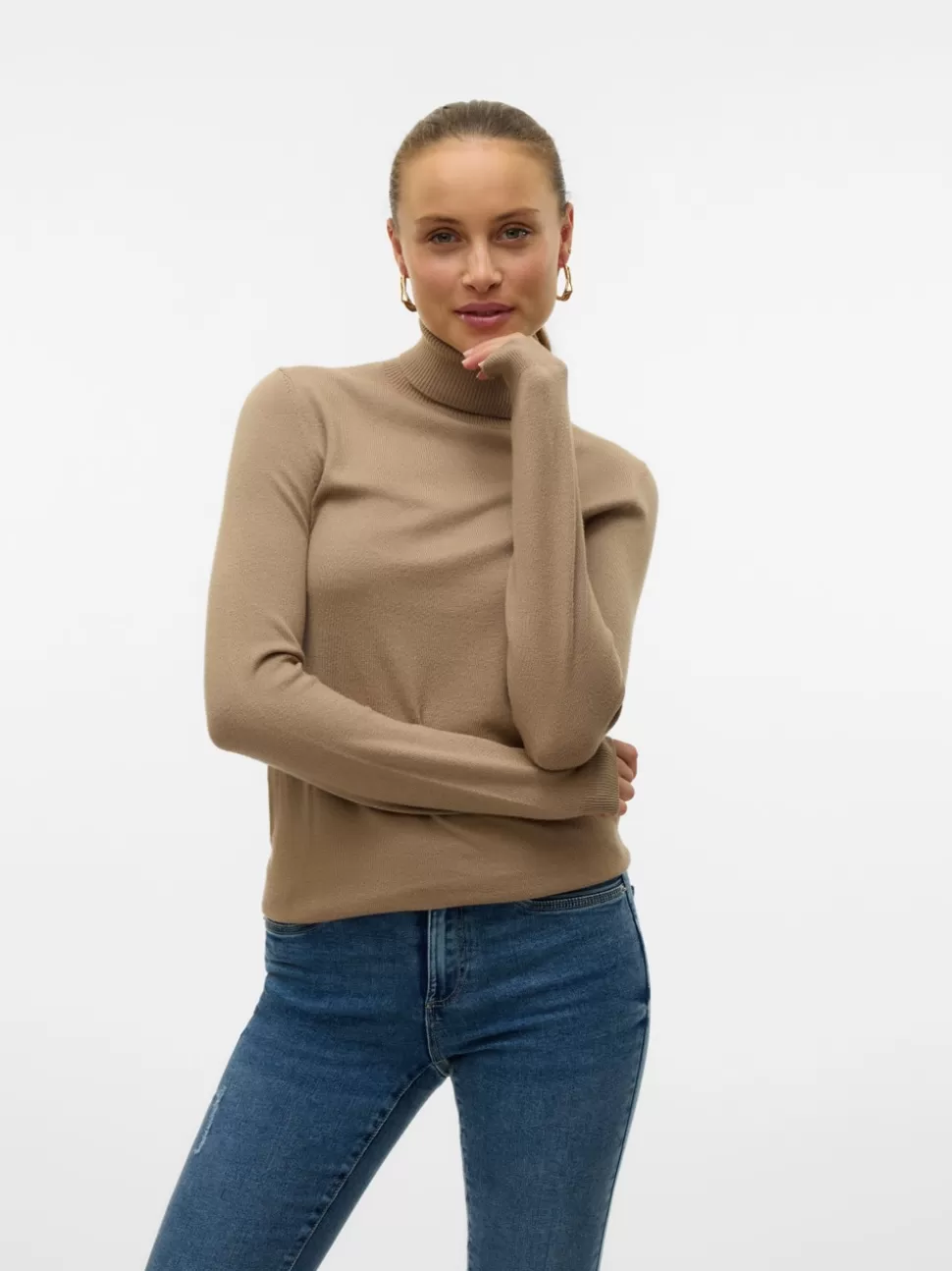 Stickat^VERO MODA VMHAPPINESS Pullover Silver Mink