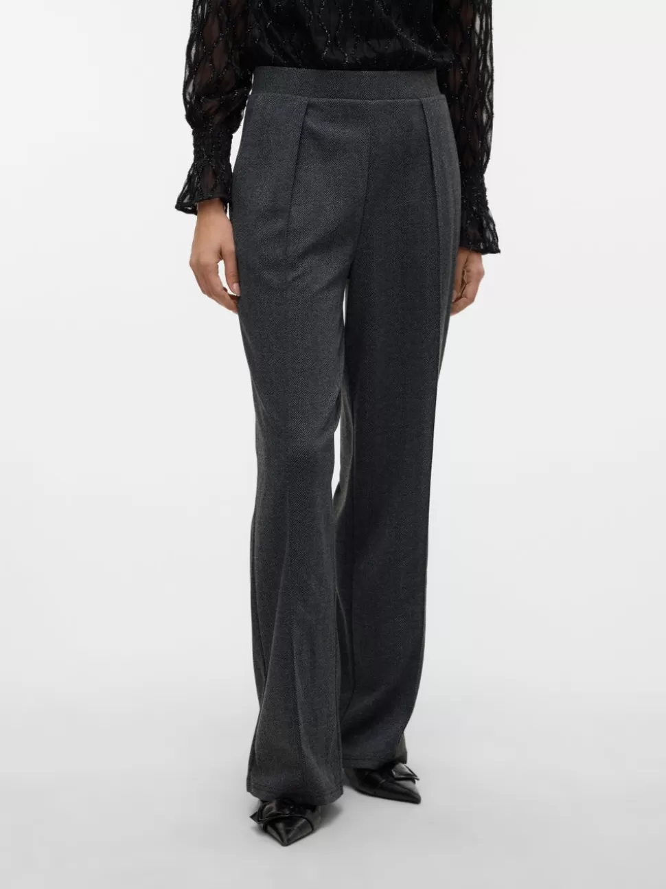 Festkläder | Byxor^VERO MODA VMHENNA Hög Midja Byxor Dark Grey Melange