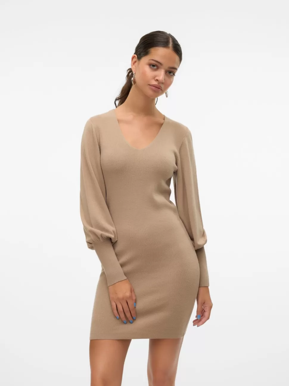 Klänningar^VERO MODA VMHOLLYKARISPUFF Kort Klänning Silver Mink