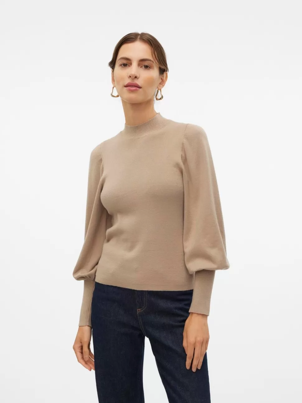 Stickat^VERO MODA VMHOLLYKARISPUFF Pullover Silver Mink