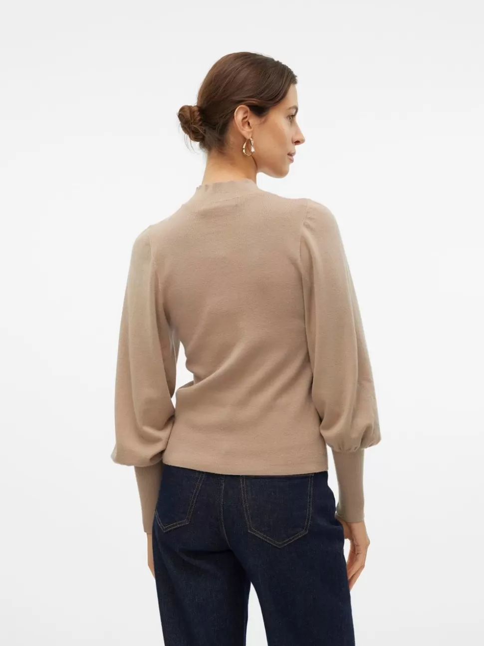 Stickat^VERO MODA VMHOLLYKARISPUFF Pullover Silver Mink