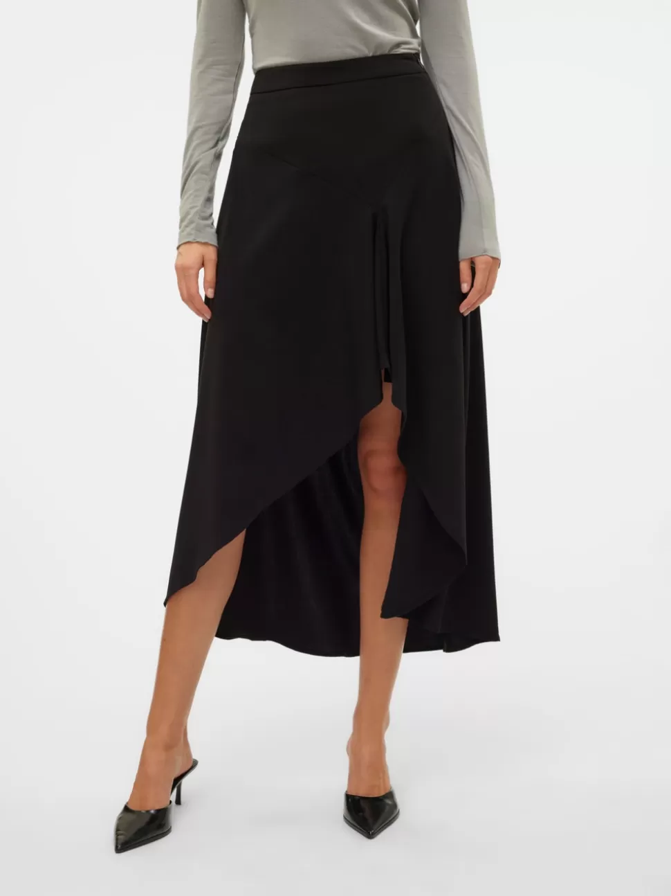 Kjolar^VERO MODA VMINA Hög Midja Lång Kjol Black