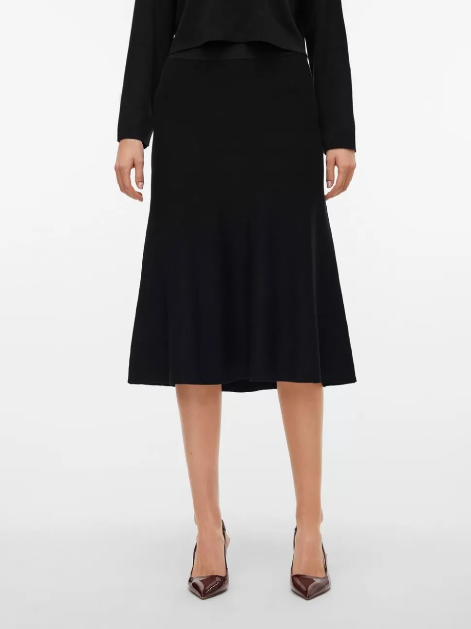 Kjolar^VERO MODA VMINA Hög Midja Midikjol Black