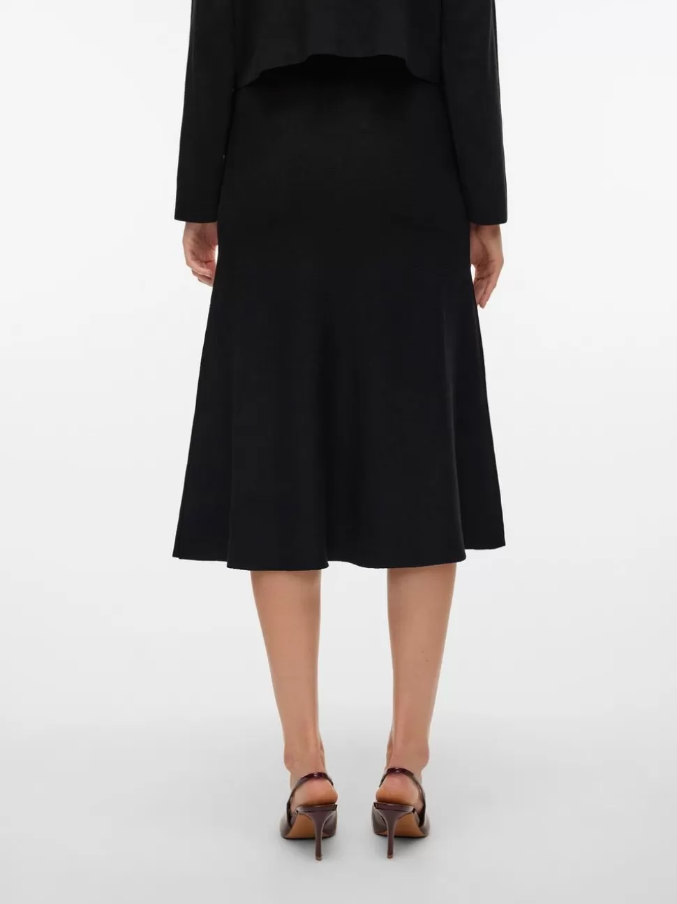 Kjolar^VERO MODA VMINA Hög Midja Midikjol Black
