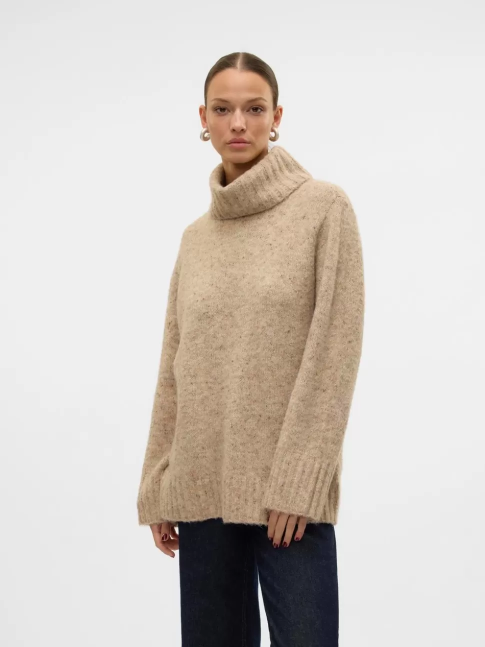 Stickat^VERO MODA VMINGRID Pullover Silver Mink