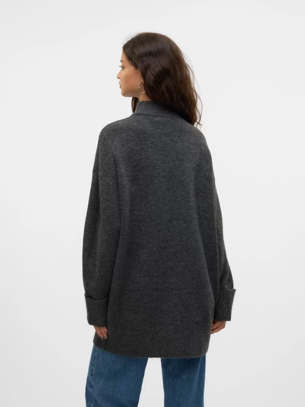 Stickat^VERO MODA VMIRIS Pullover Dark Grey Melange