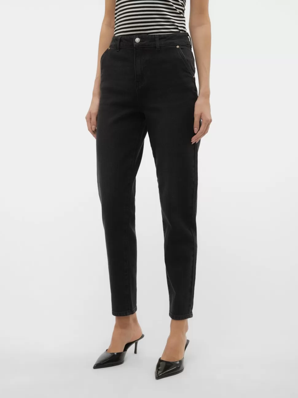 Jeans^VERO MODA VMISA Hög Midja Mom Fit Jeans Black Denim