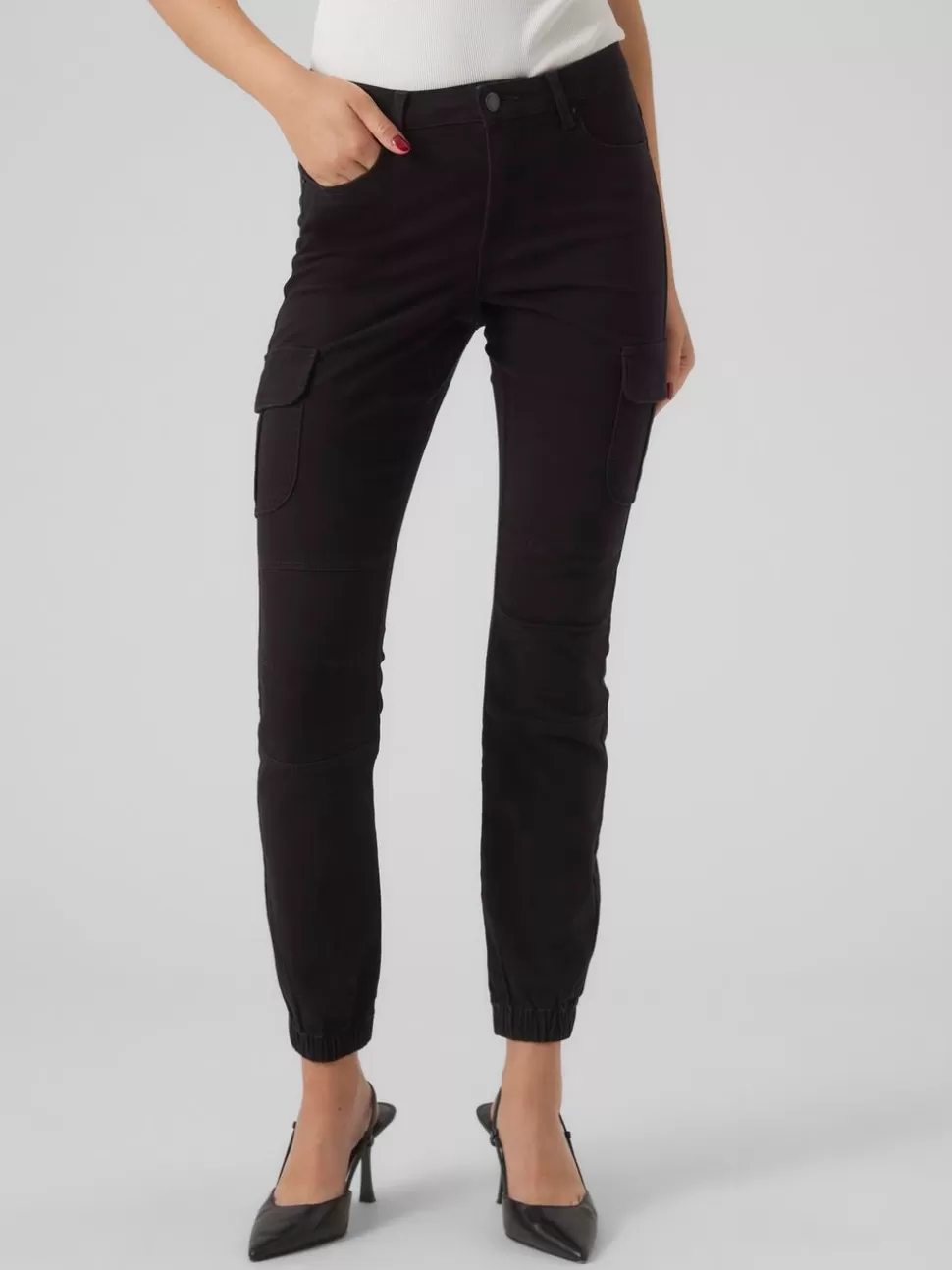 Jeans | Byxor^VERO MODA VMIVY Medelhög Midja Cargobyxor Black