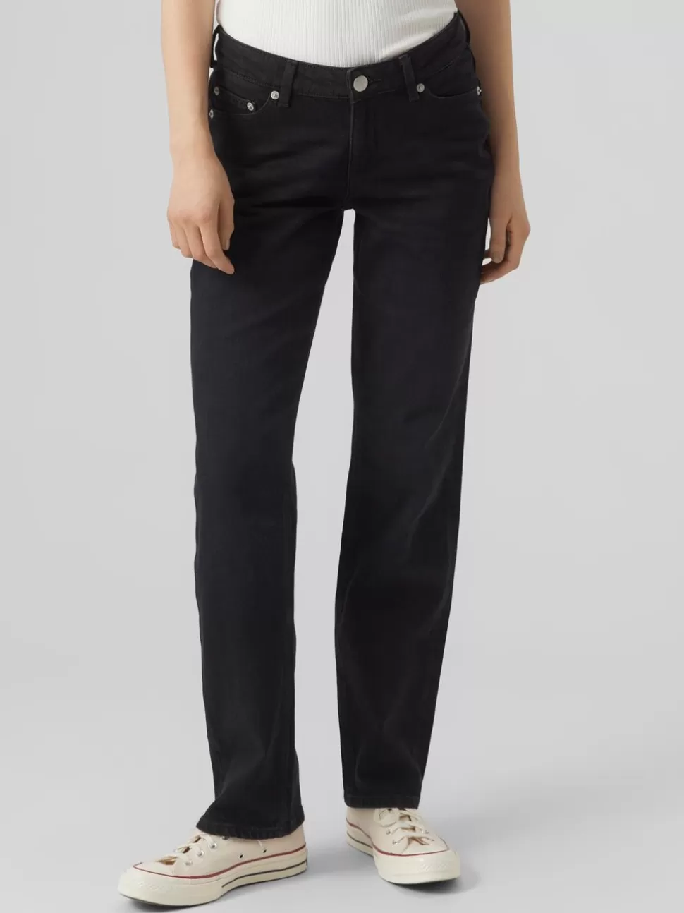 Jeans^VERO MODA VMJADA Medelhög Midja Rak Passform Jeans Black Denim