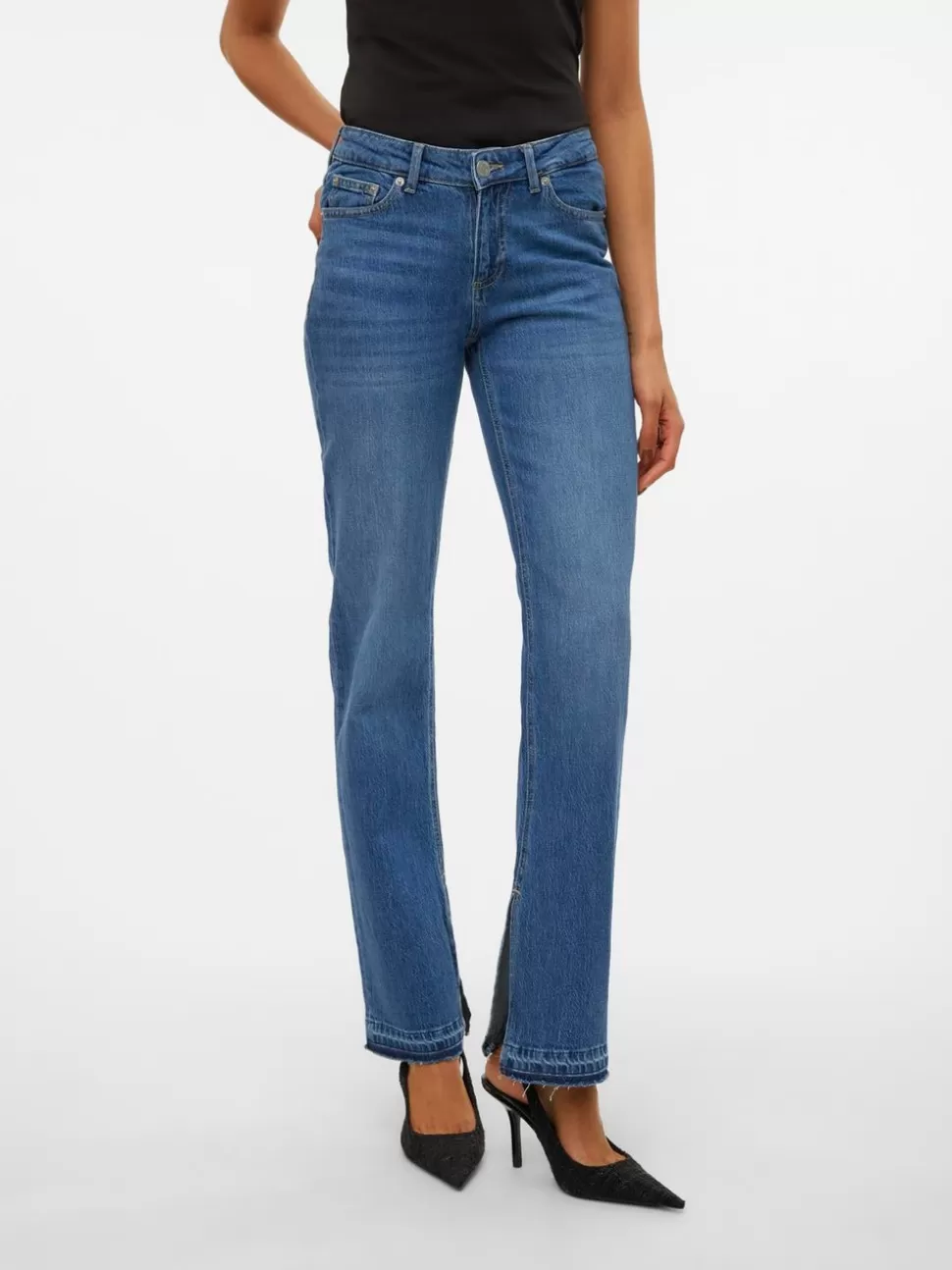 Jeans^VERO MODA VMJADA Medelhög Midja Rak Passform Jeans Medium Blue Denim