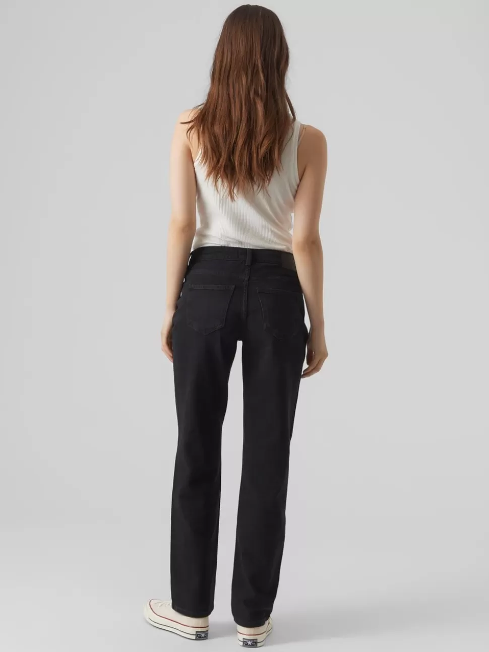 Jeans^VERO MODA VMJADA Medelhög Midja Rak Passform Jeans Black Denim