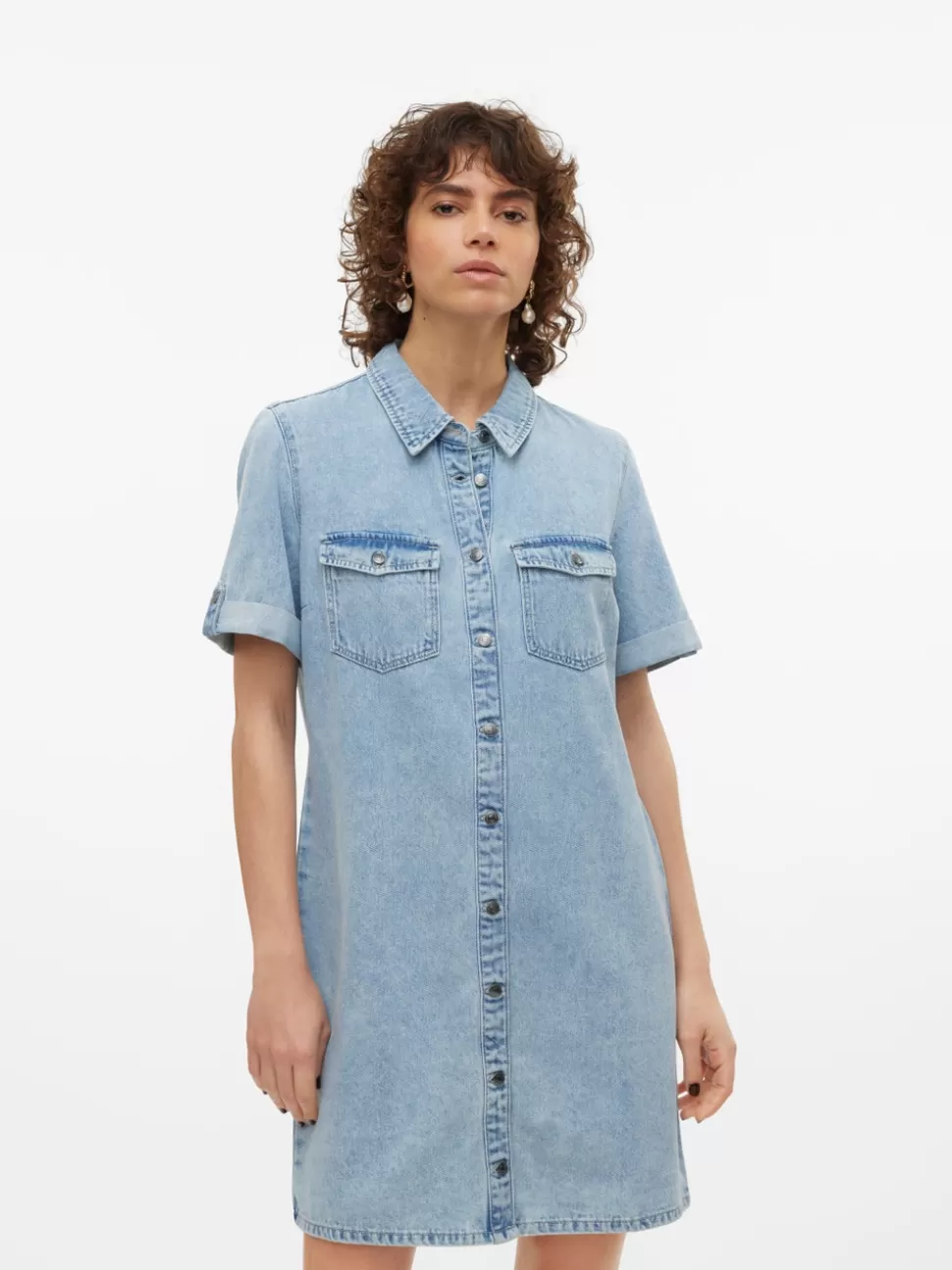 Basics | Klänningar^VERO MODA VMJENNIE Kort Klänning Light Blue Denim