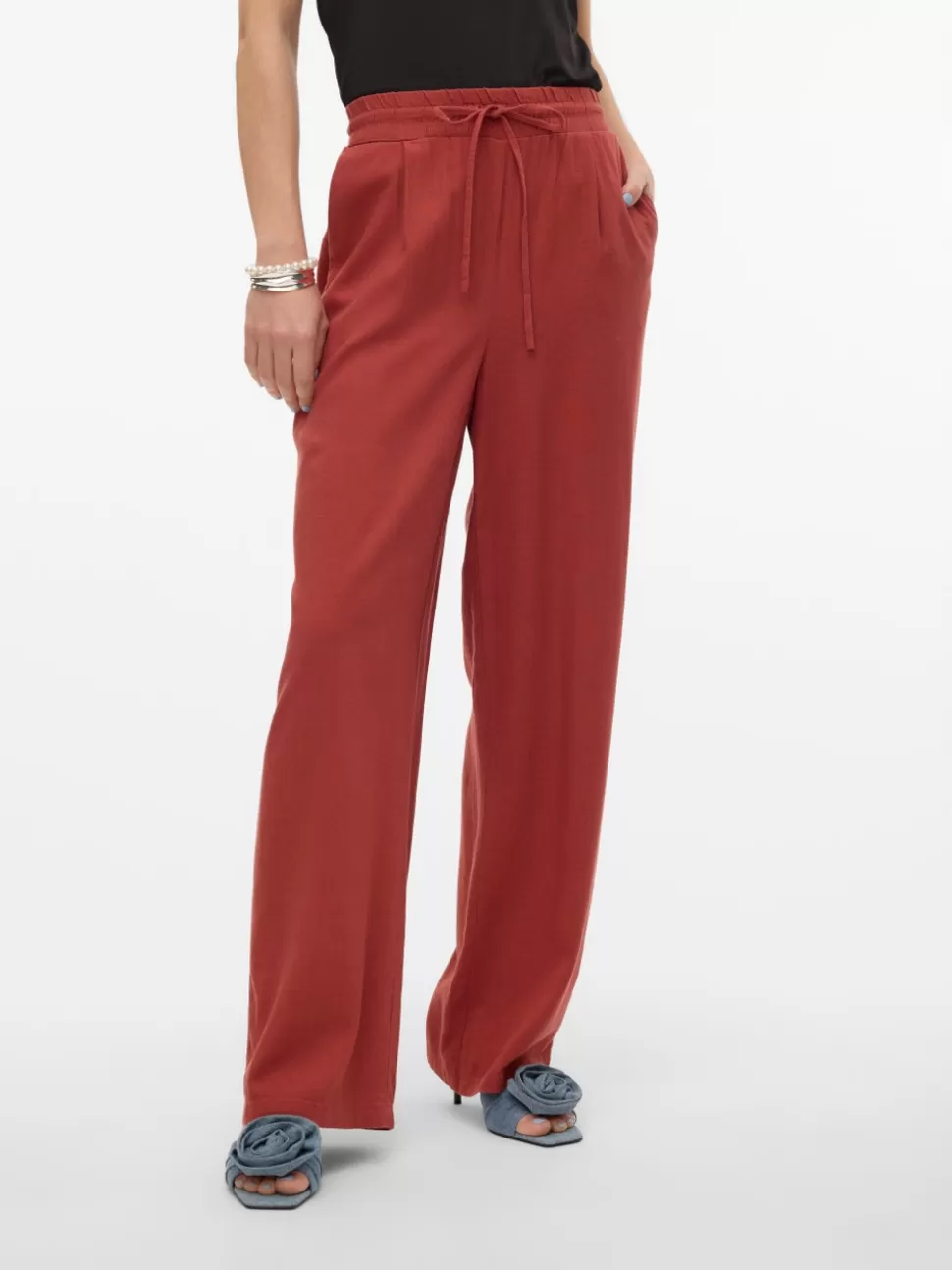 Byxor | Basics^VERO MODA VMJESMILO Medelhög Midja Byxor Barn Red