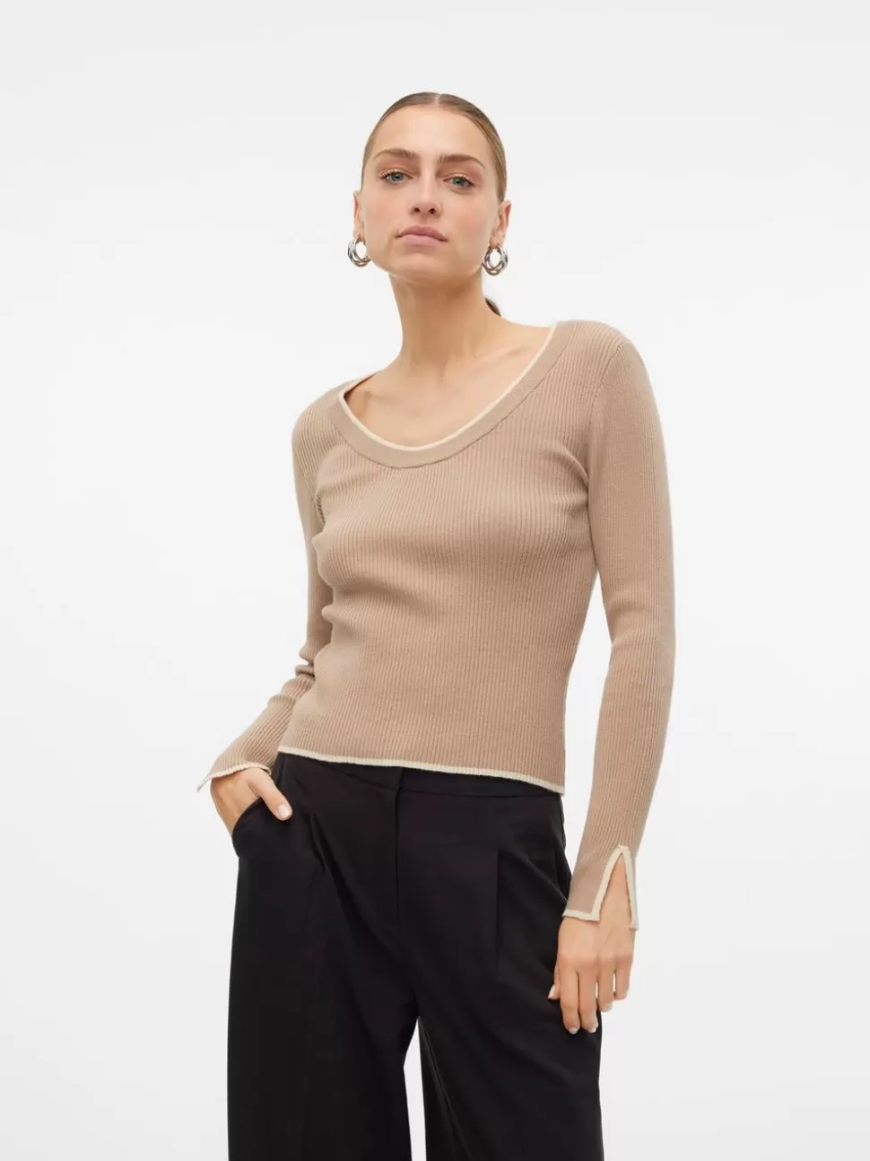 Stickat^VERO MODA VMJOAN Pullover Silver Mink