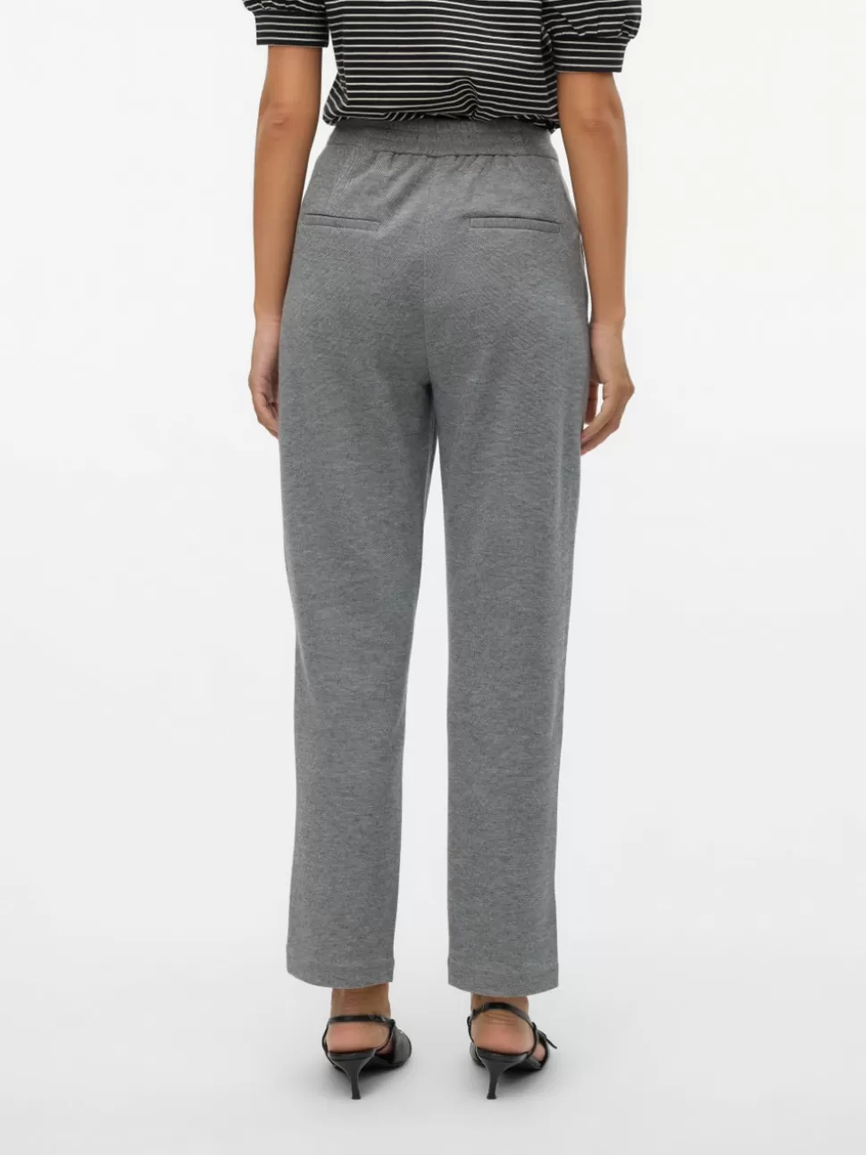 Byxor^VERO MODA VMJULIA Medelhög Midja Byxor Dark Grey Melange