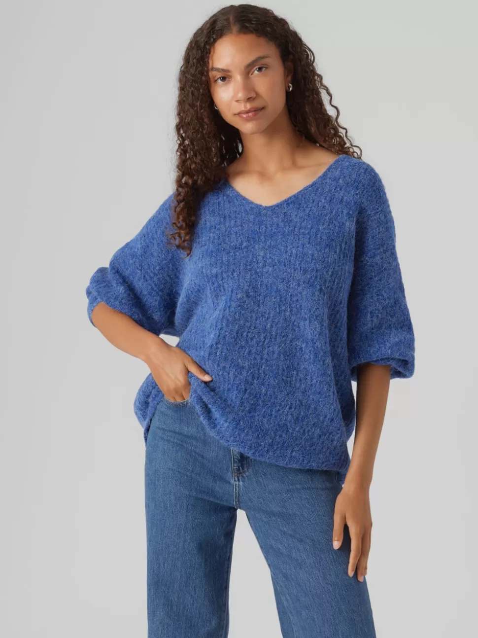 Stickat^VERO MODA VMJULIE Pullover Beaucoup Blue
