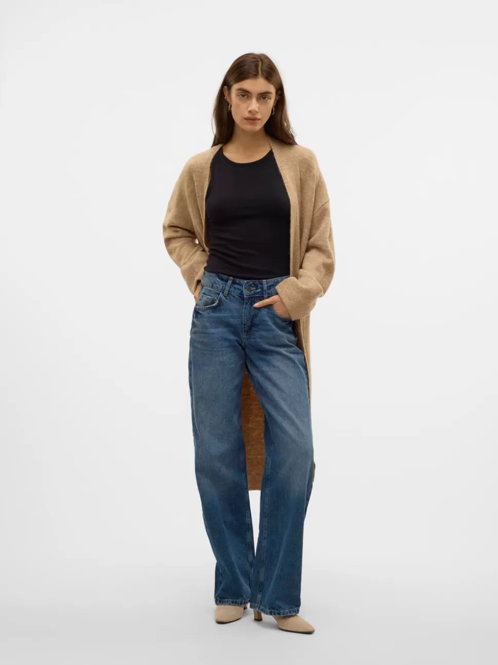 Stickat^VERO MODA VMJUPITER Stickad Kofta Silver Mink