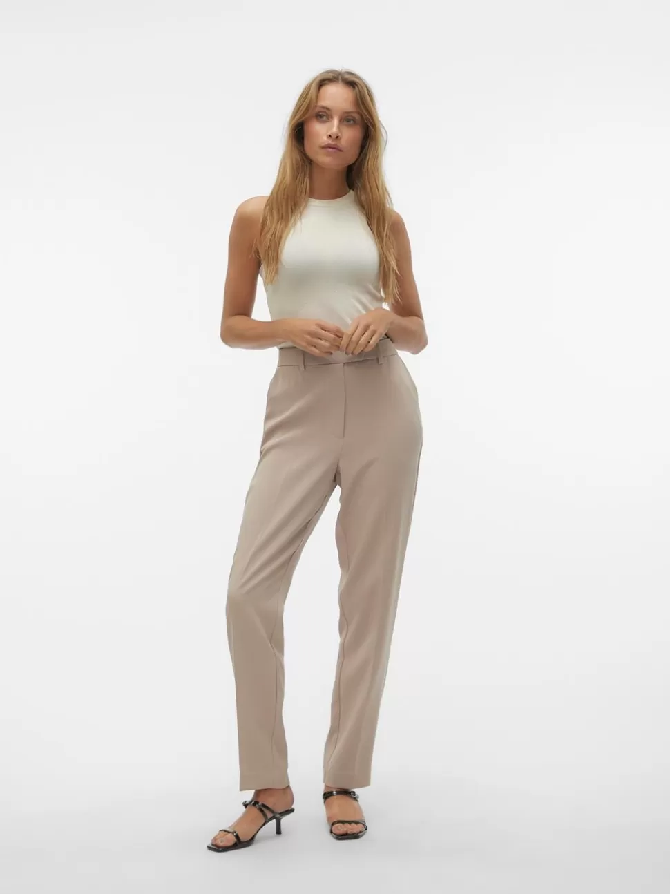 Byxor^VERO MODA VMKAIA Hög Midja Byxor Silver Mink