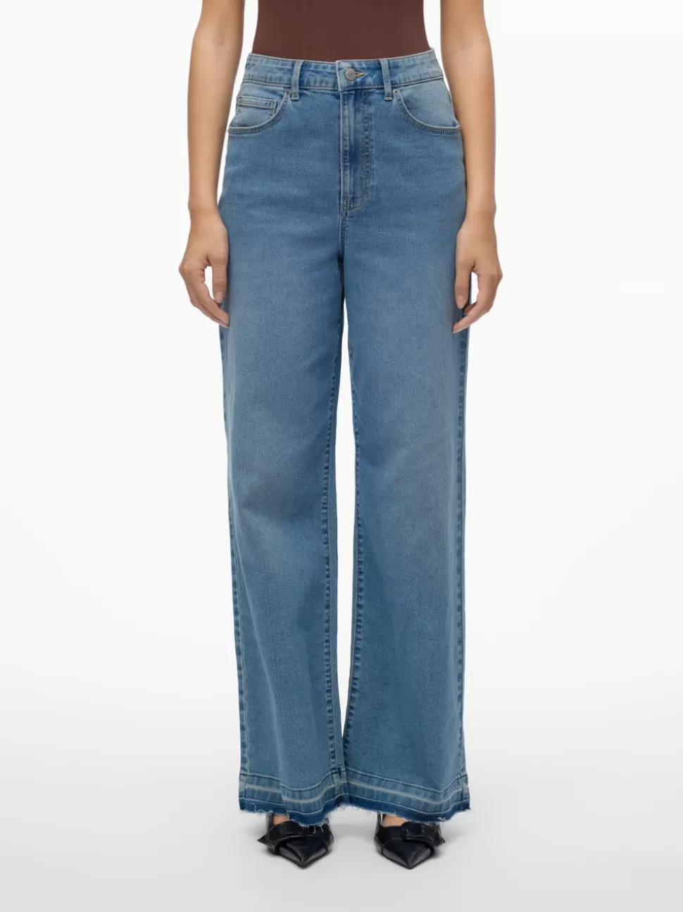 Jeans^VERO MODA VMKATHY Hög Midja Lös Passform Jeans Light Blue Denim
