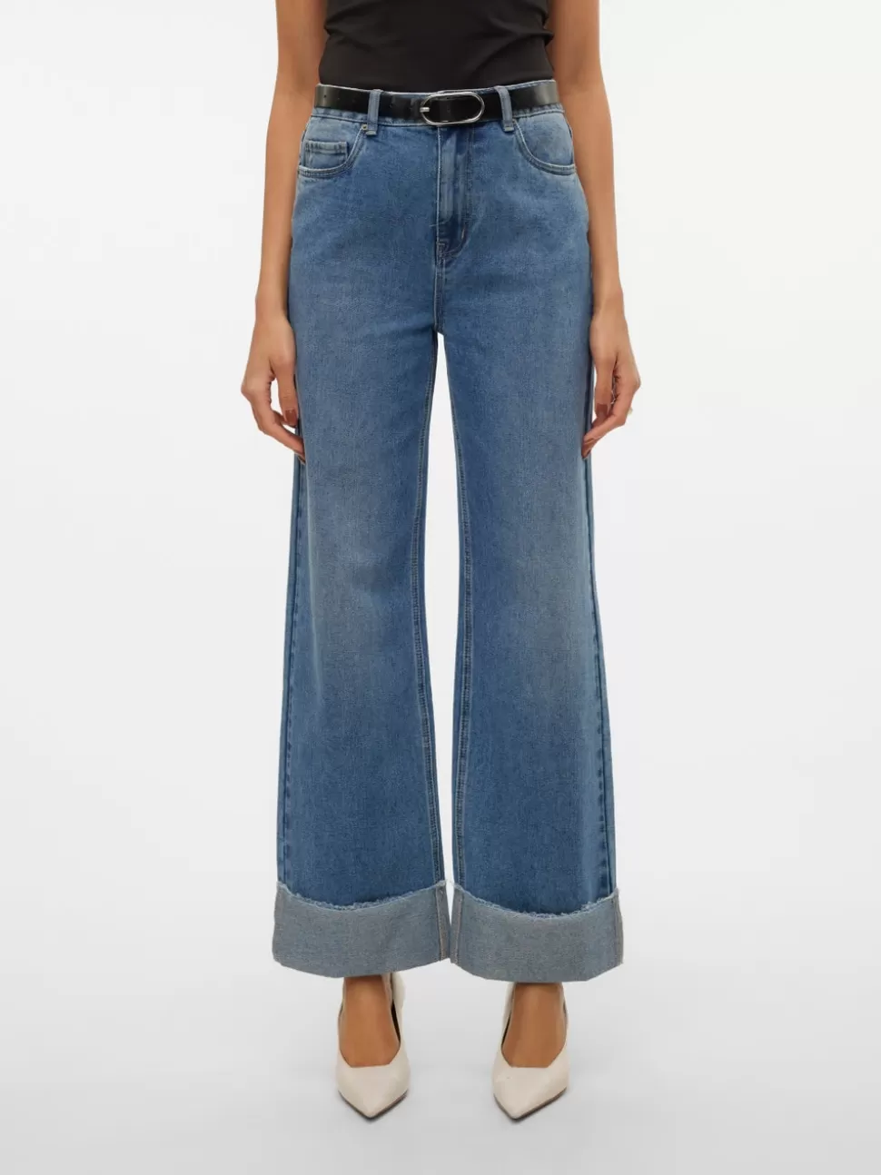 Jeans^VERO MODA VMKATHY Hög Midja Vid Passform Jeans Medium Blue Denim