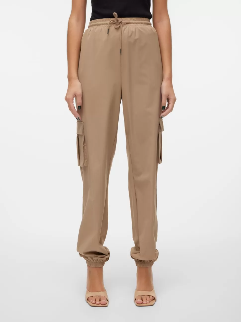 Byxor^VERO MODA VMKIMBERLY Hög Midja Cargobyxor Silver Mink