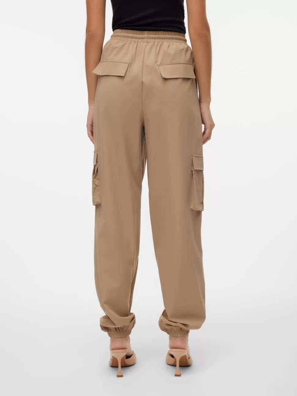 Byxor^VERO MODA VMKIMBERLY Hög Midja Cargobyxor Silver Mink