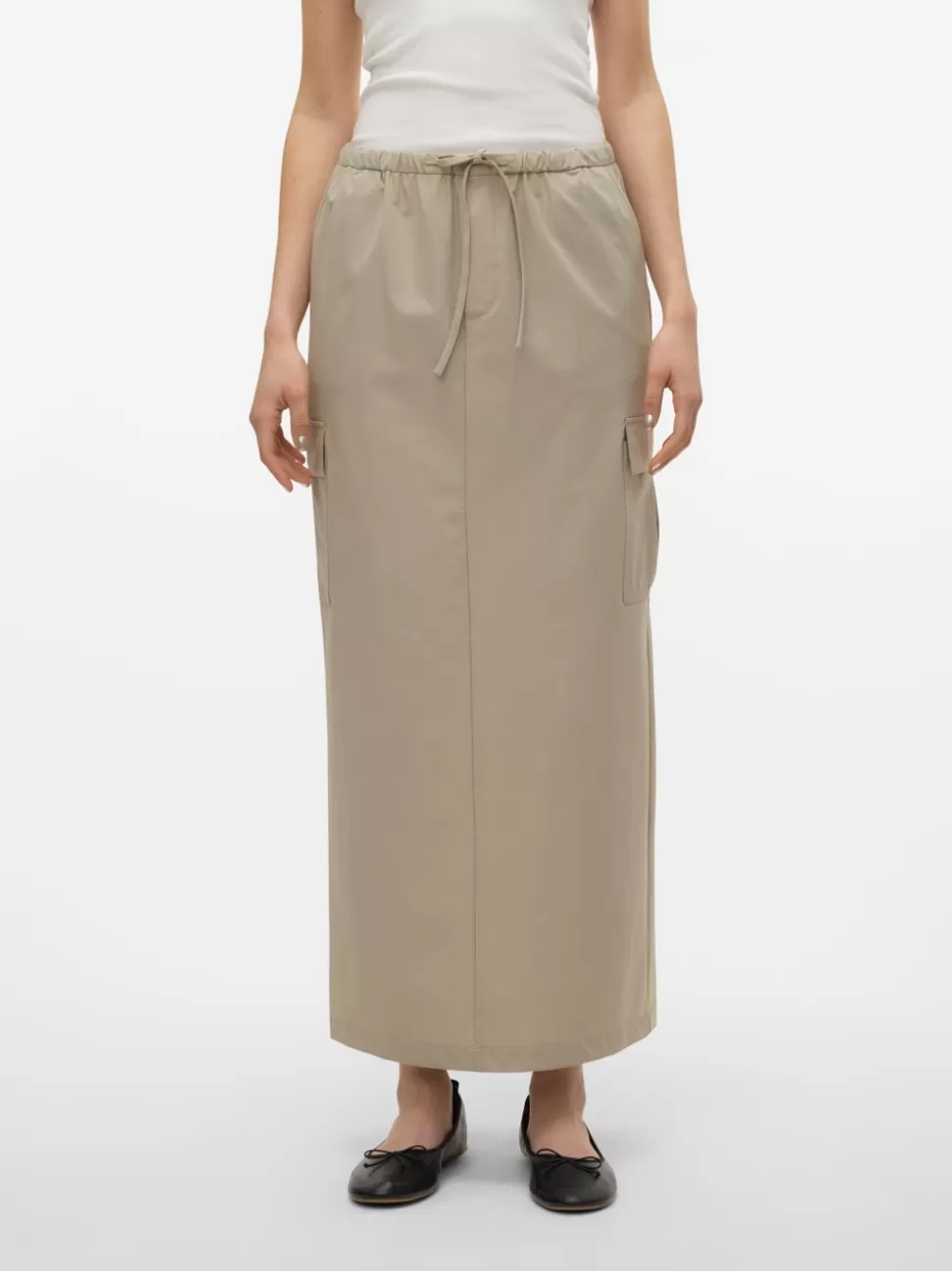 Kjolar^VERO MODA VMKIMBERLY Medelhög Midja Lång Kjol Abbey Stone