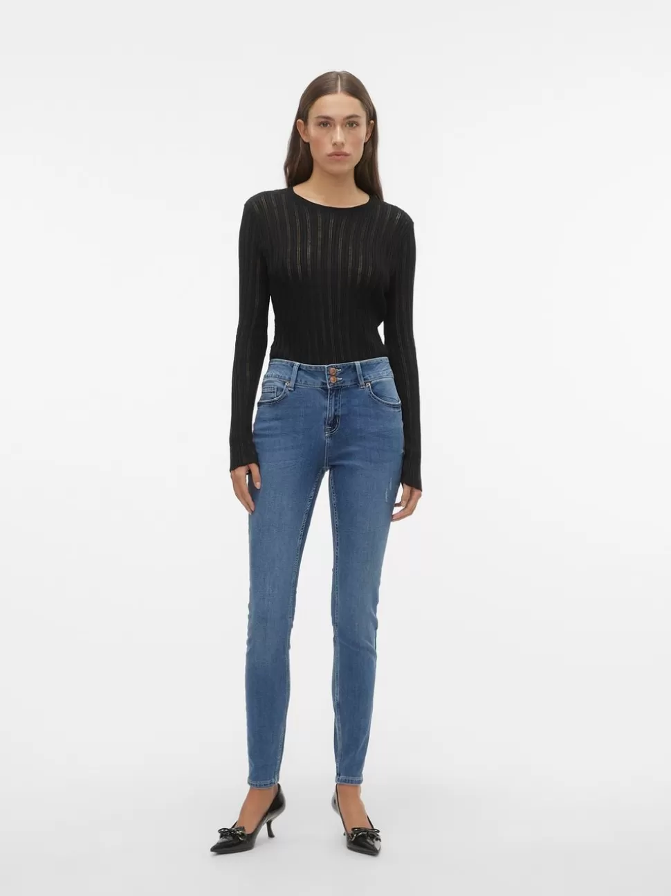 Jeans^VERO MODA VMKIMMI Medelhög Midja Slim Fit Jeans Medium Blue Denim