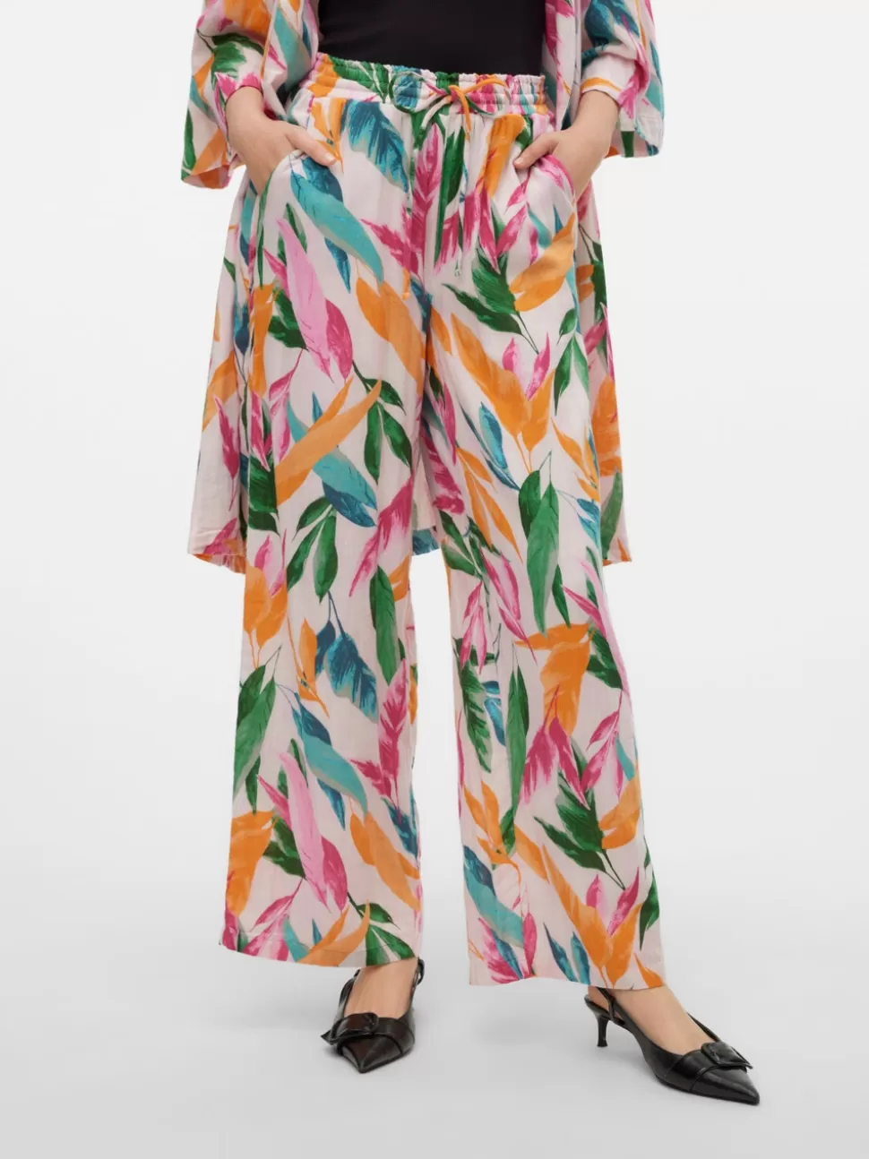 Byxor^VERO MODA VMKLEO Hög Midja Byxor Raspberry Sorbet