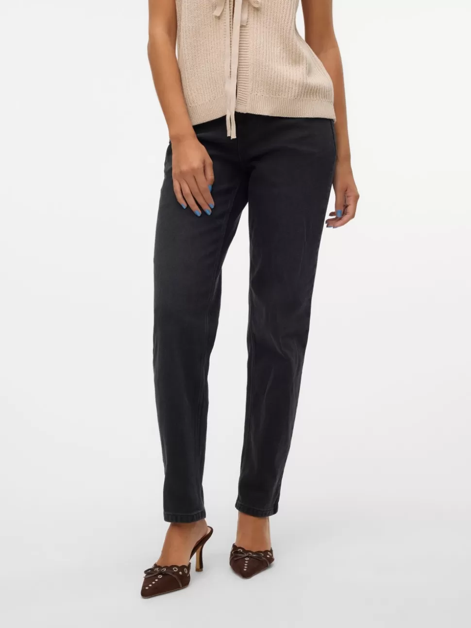 Jeans^VERO MODA VMKYLA Medelhög Midja Rak Passform Jeans Black Denim