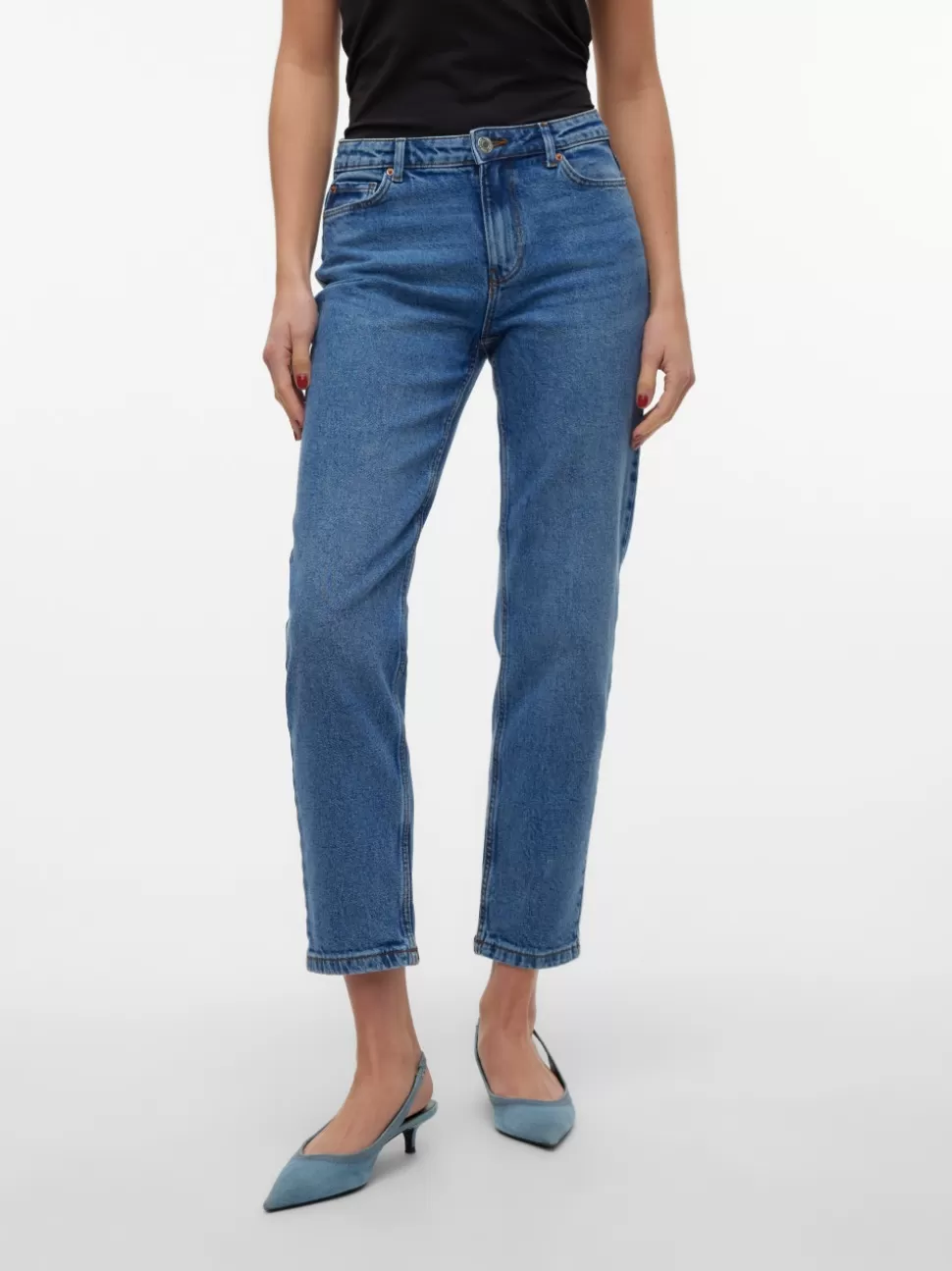 Jeans | Basics^VERO MODA VMKYLA Medelhög Midja Rak Passform Jeans Medium Blue Denim