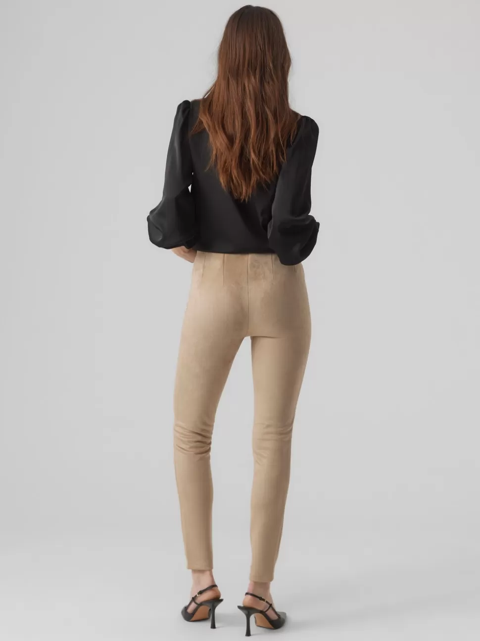 Byxor^VERO MODA VMLANA Hög Midja Leggings Silver Mink