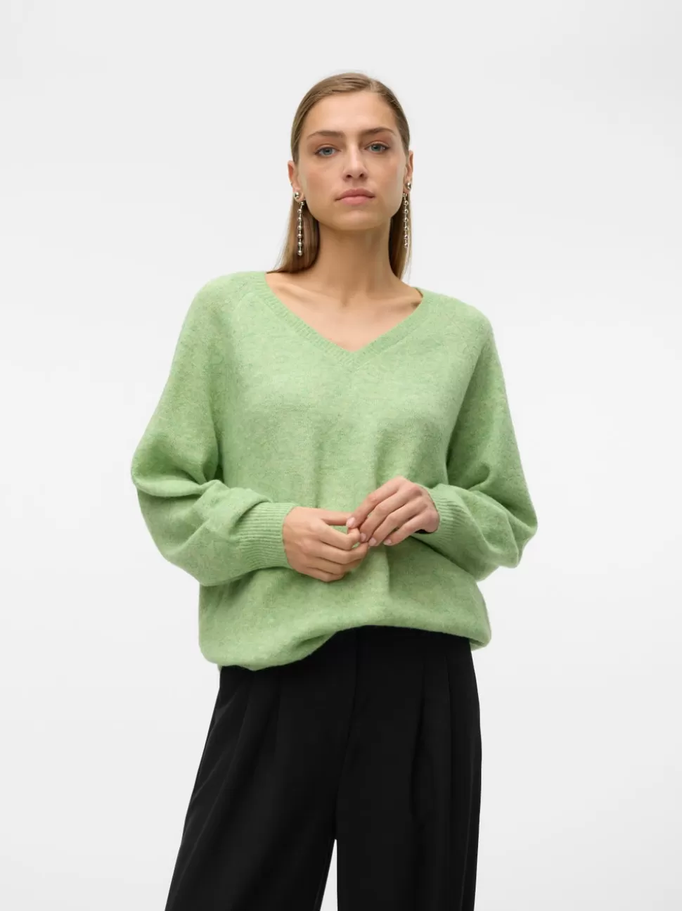 Stickat^VERO MODA VMLEAF Pullover Forest Shade