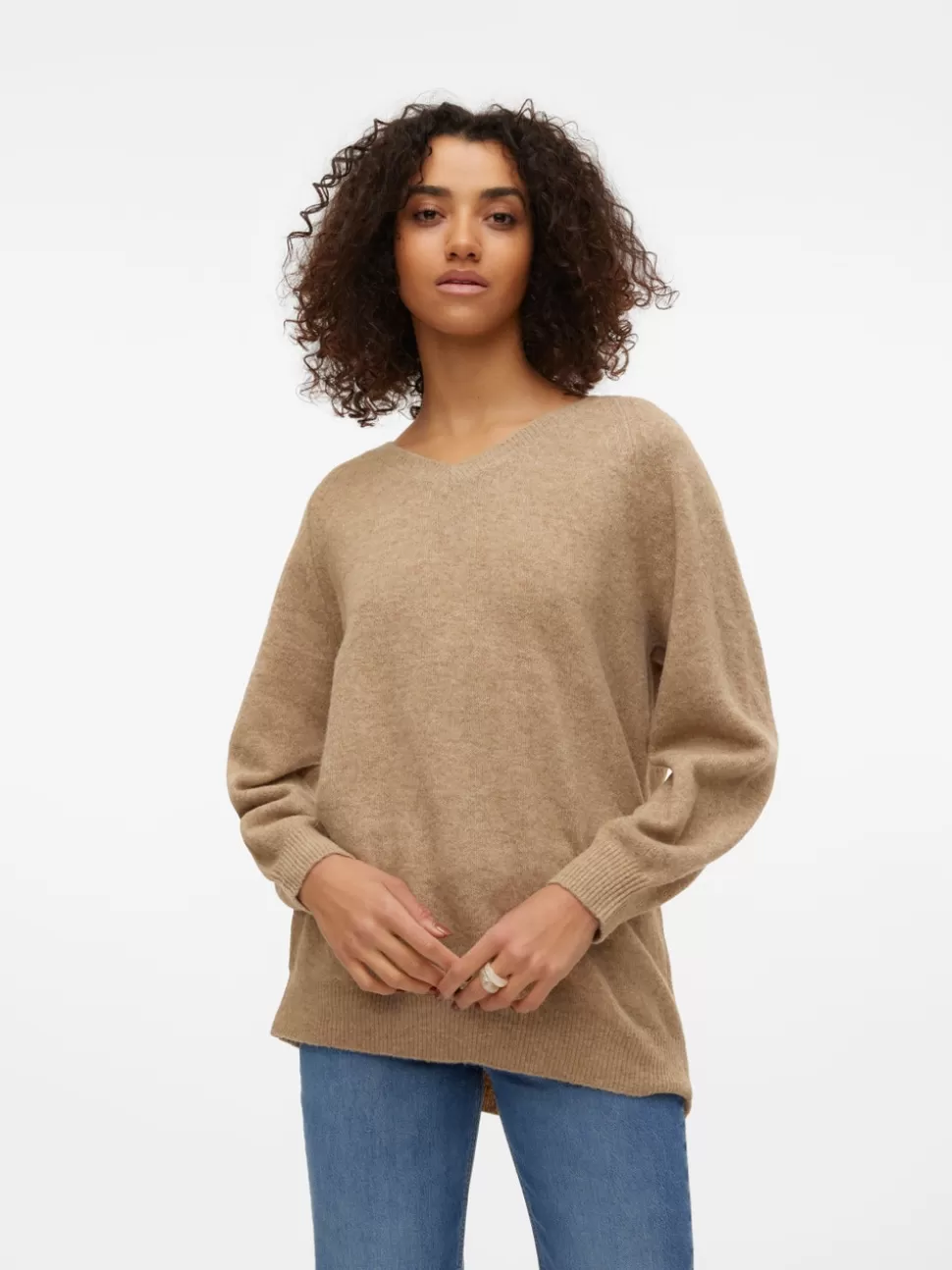 Stickat^VERO MODA VMLEAF Pullover Silver Mink