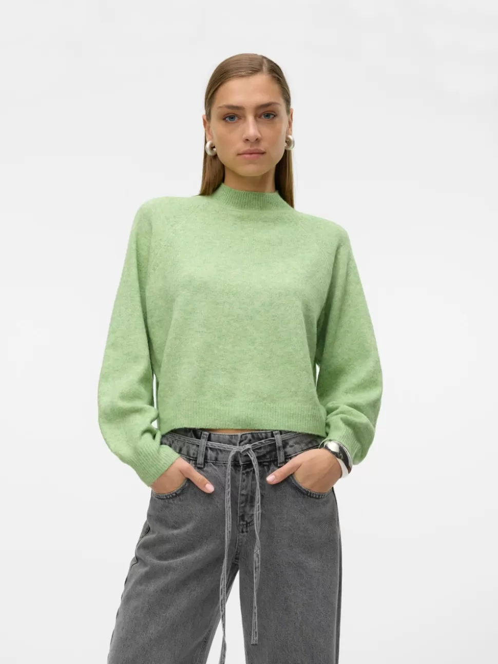 Stickat^VERO MODA VMLEAF Pullover Forest Shade
