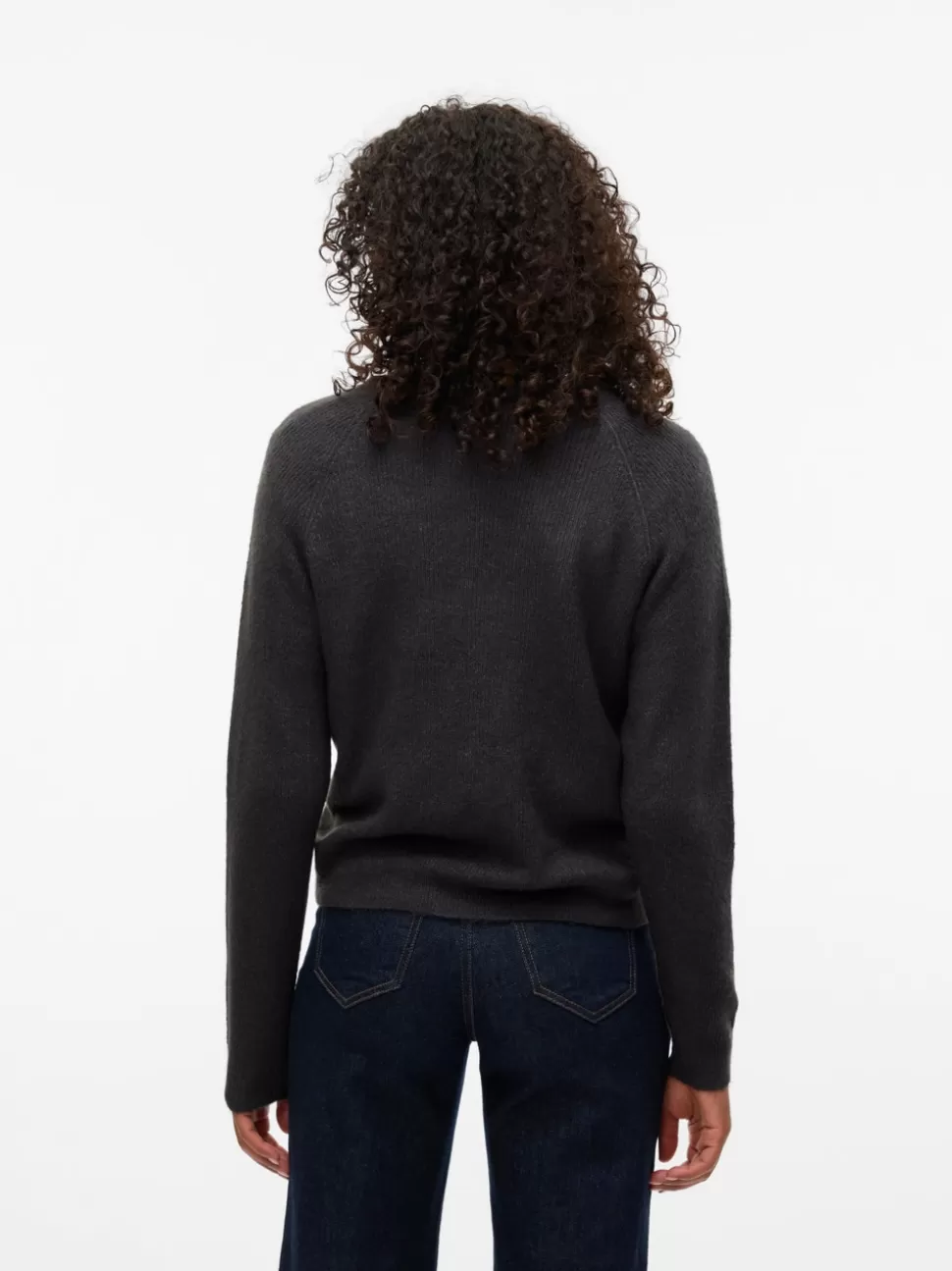 Stickat^VERO MODA VMLEFILE Pullover Dark Grey Melange