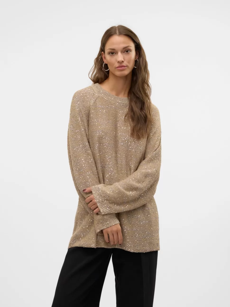 Stickat^VERO MODA VMLEILANI Pullover Silver Mink