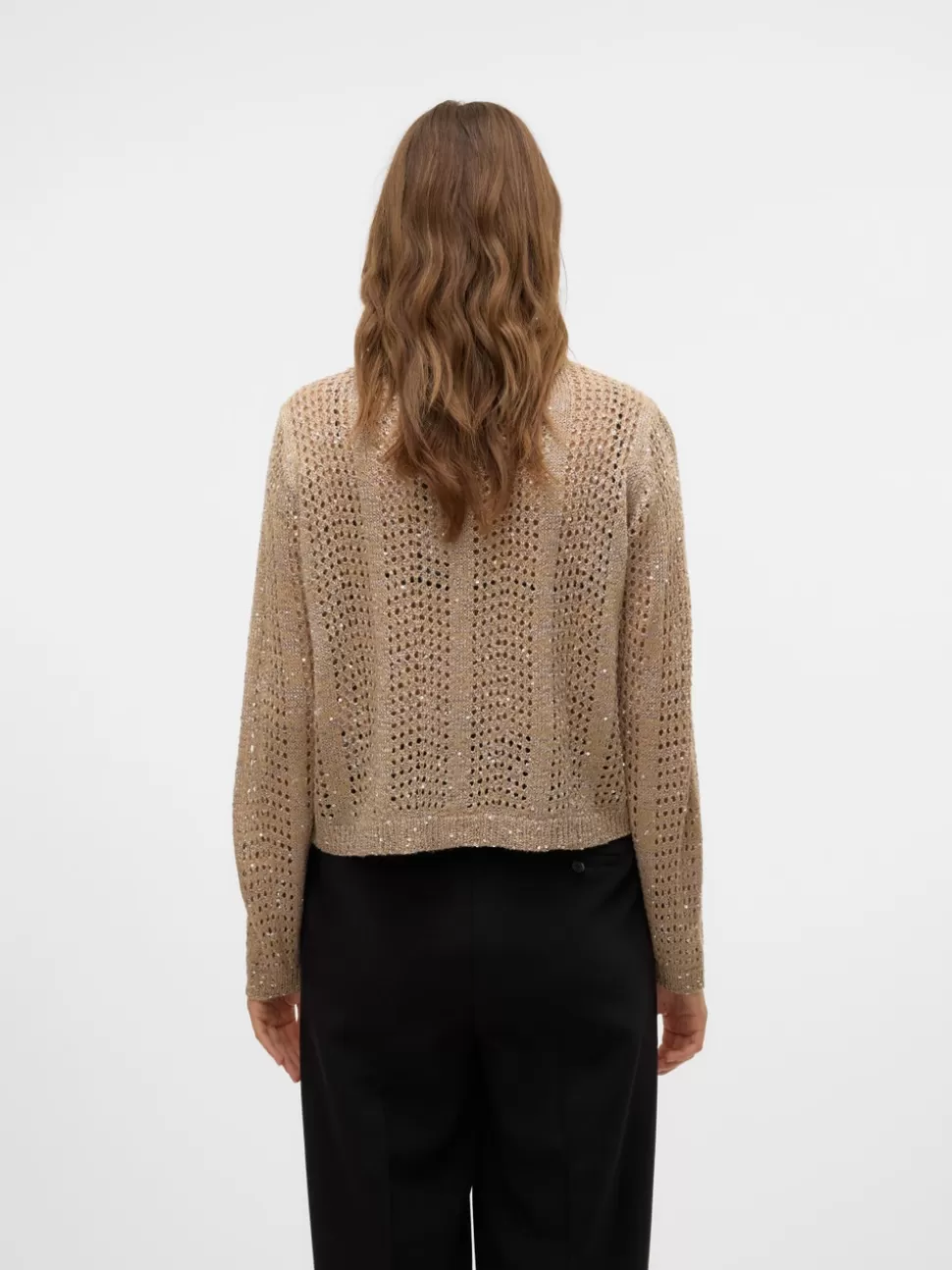 Stickat^VERO MODA VMLEILANI Stickad Kofta Silver Mink