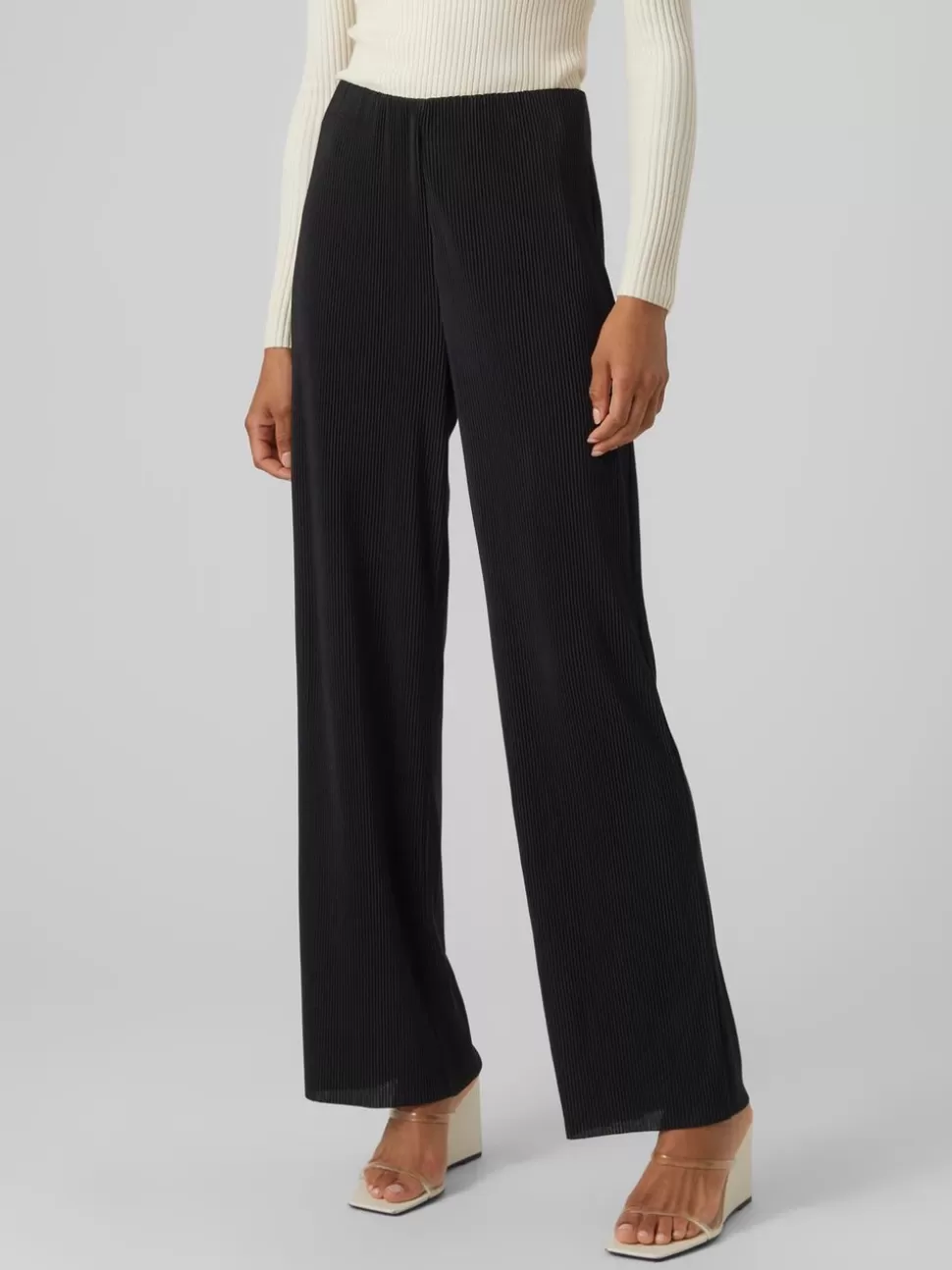 Byxor^VERO MODA VMLICA Hög Midja Byxor Black