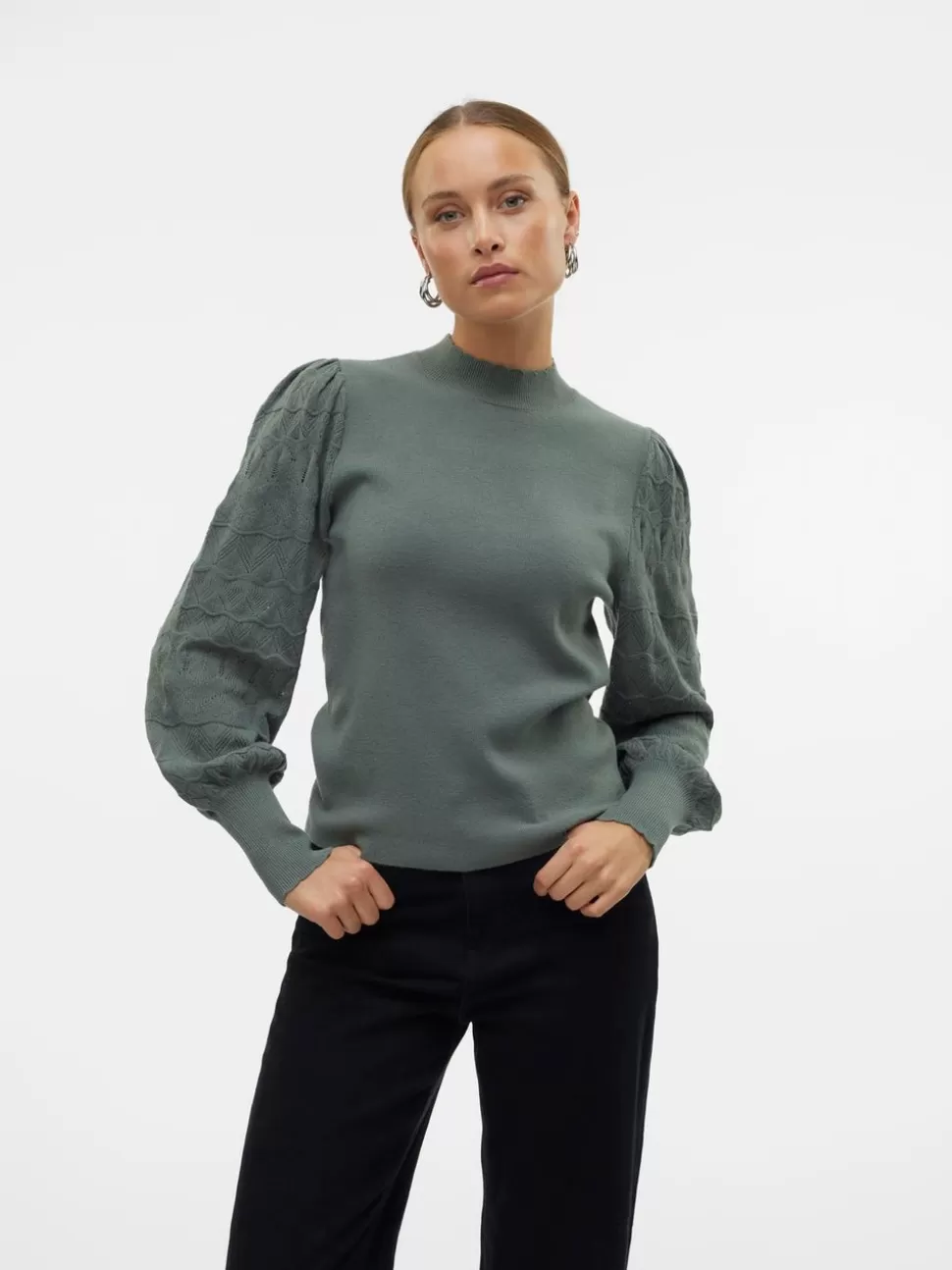 Stickat | Toppar^VERO MODA VMLIMONE Pullover Balsam Green