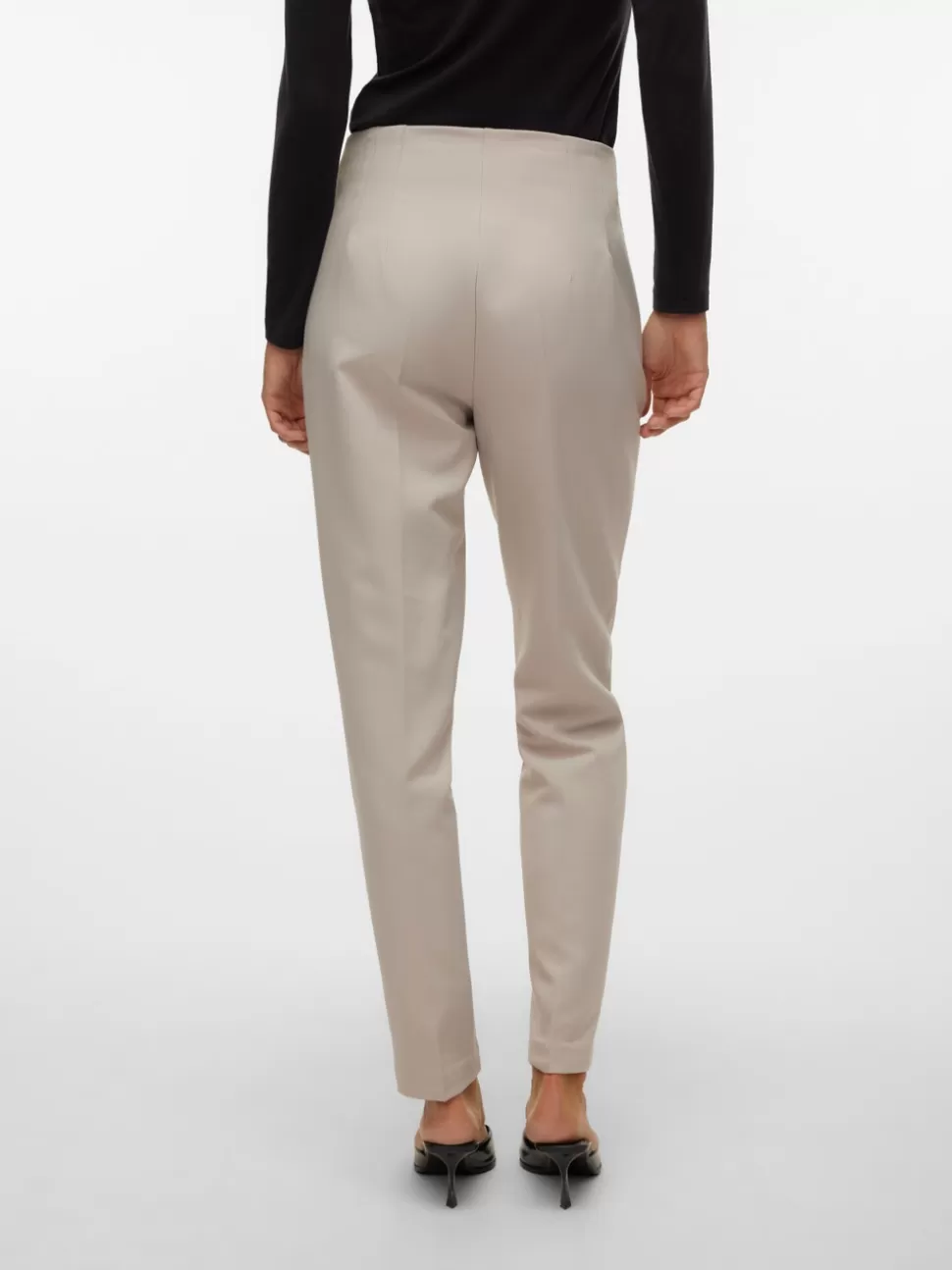 Byxor | Basics^VERO MODA VMLINA Hög Midja Byxor Silver Cloud