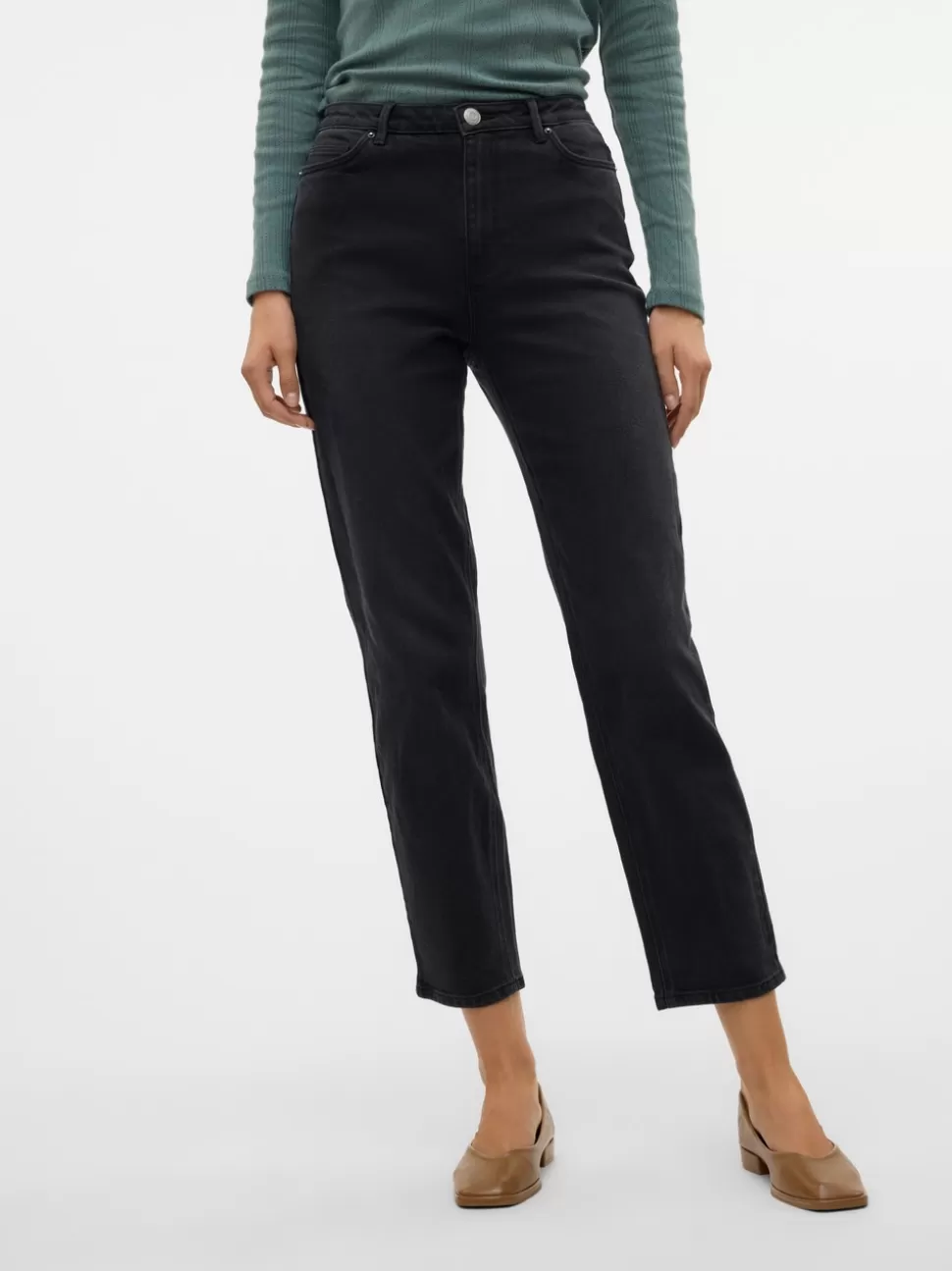 Jeans^VERO MODA VMLINDA Hög Midja Mom Fit Jeans Black Denim