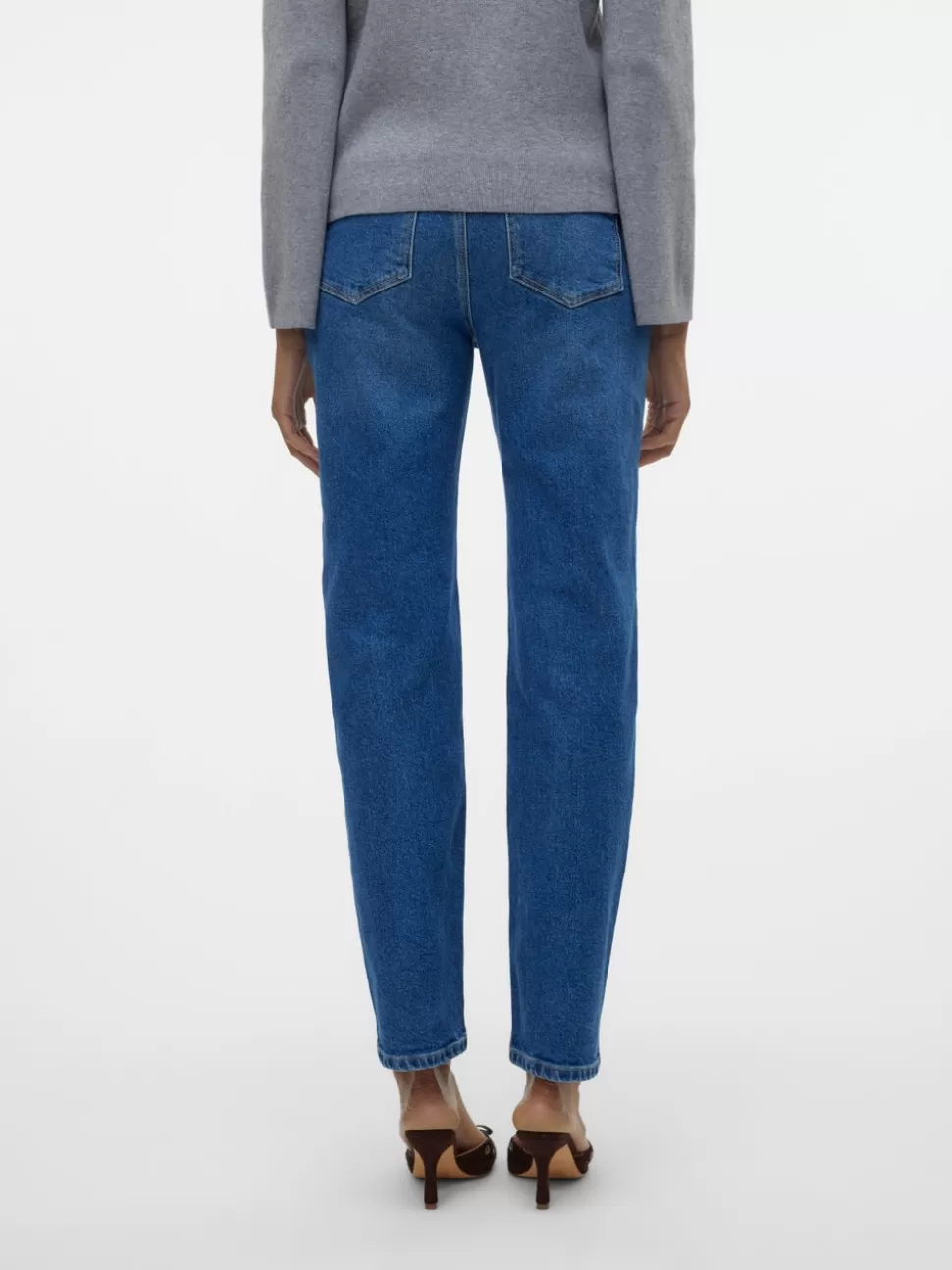 Jeans^VERO MODA VMLINDA Hög Midja Mom Fit Jeans Medium Blue Denim