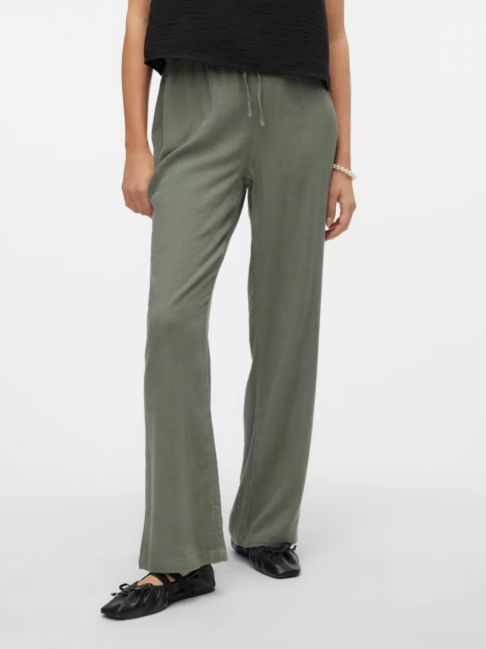 Byxor^VERO MODA VMLINE Medelhög Midja Byxor Laurel Wreath