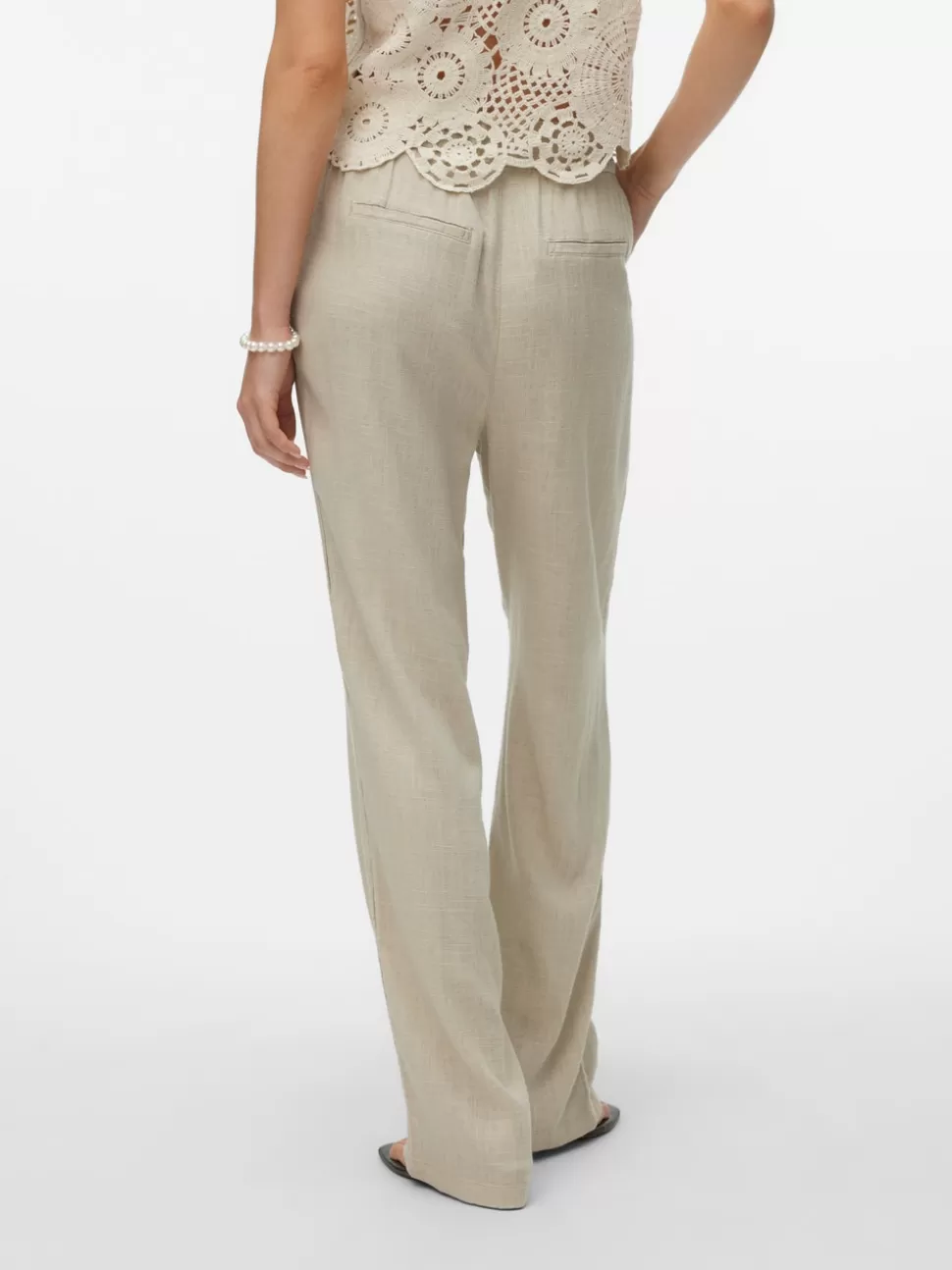 Byxor^VERO MODA VMLINE Medelhög Midja Byxor Silver Lining