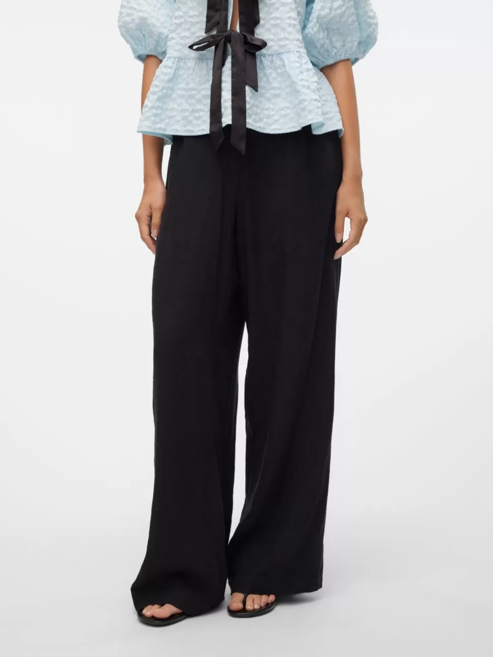 Byxor^VERO MODA VMLINN Hög Midja Byxor Black