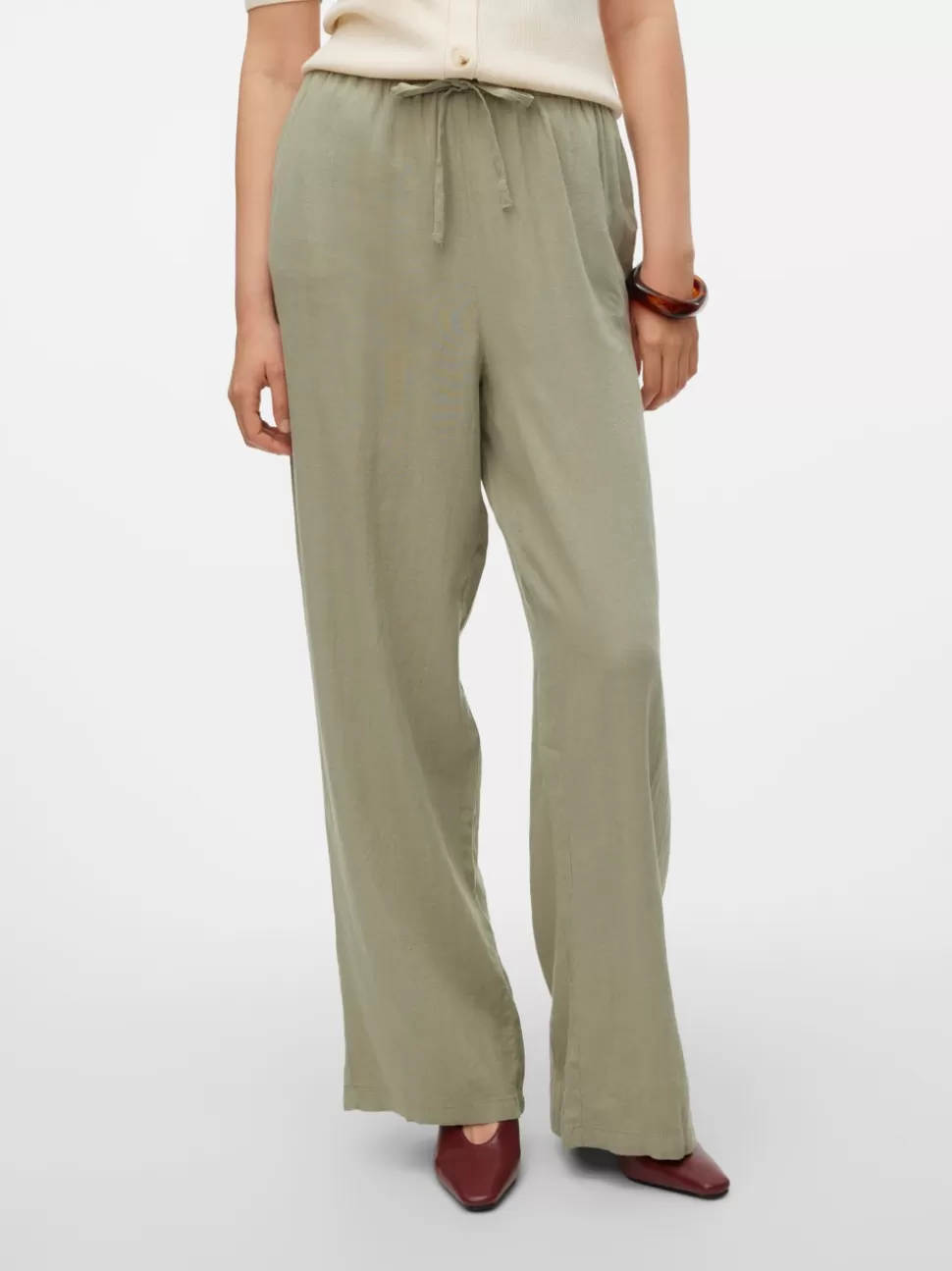 Byxor | Basics^VERO MODA VMLINN Medelhög Midja Byxor Seagrass