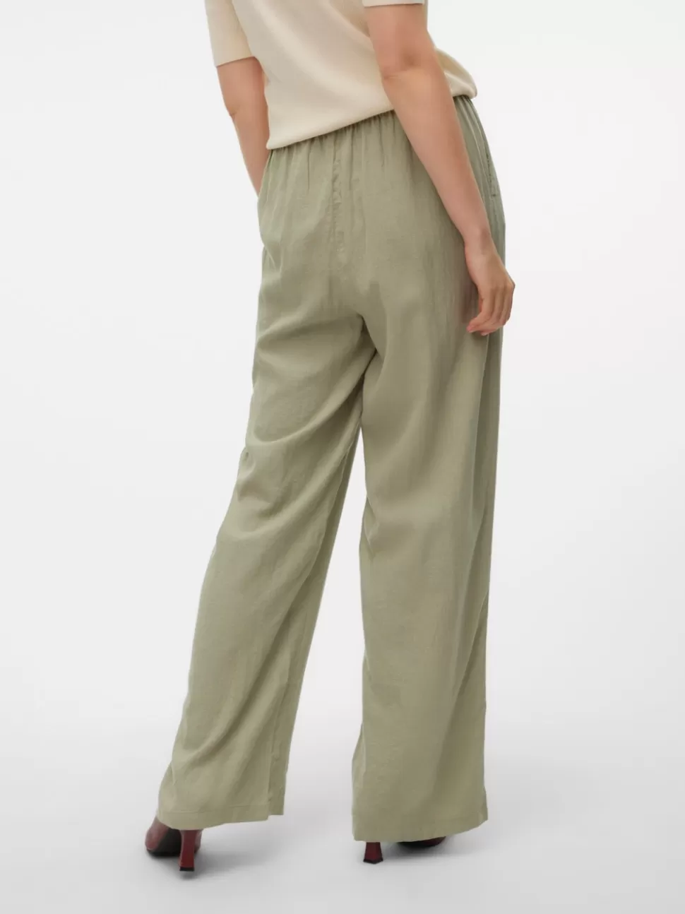 Byxor | Basics^VERO MODA VMLINN Medelhög Midja Byxor Seagrass